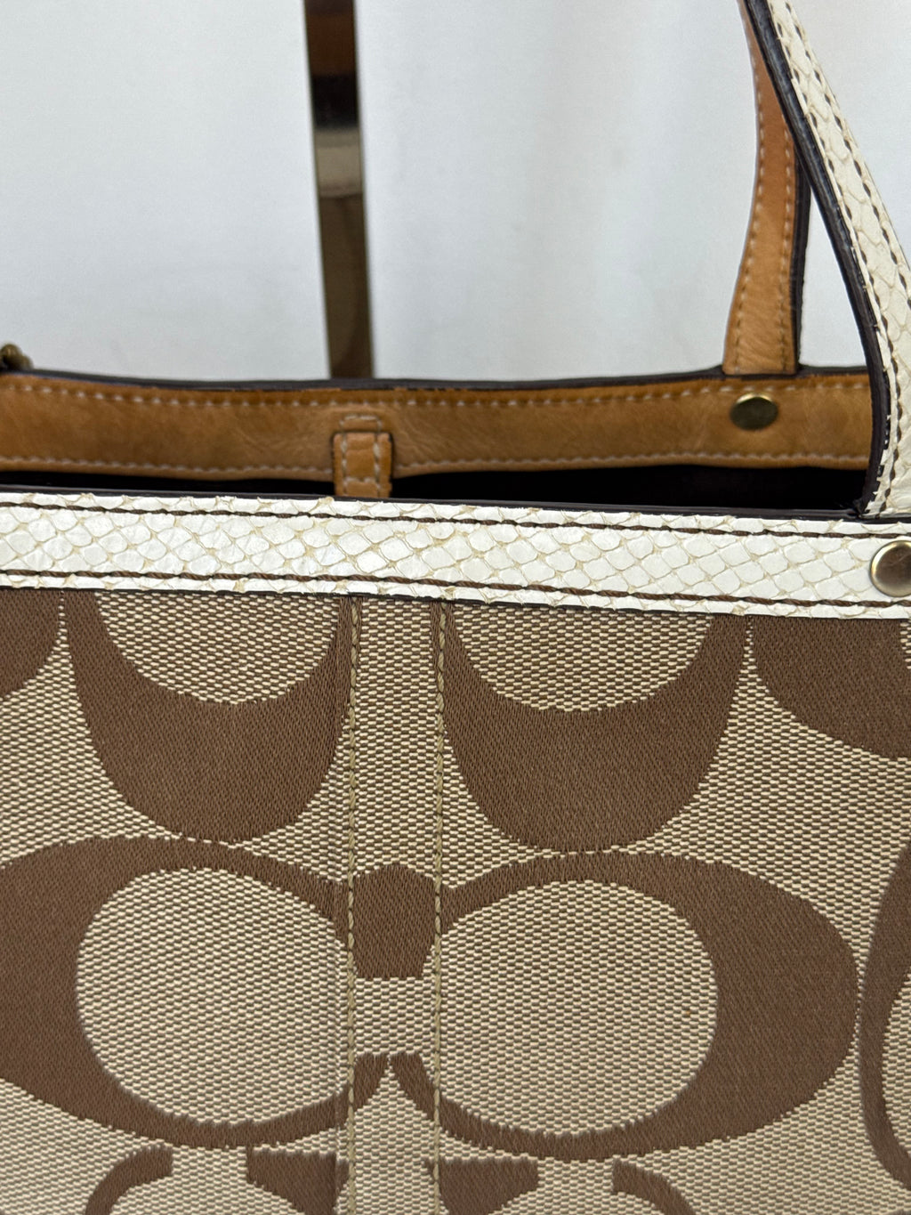 Vintage Coach Signature Tote Bag Coach Brown & Beige Handbag 00s Y2K