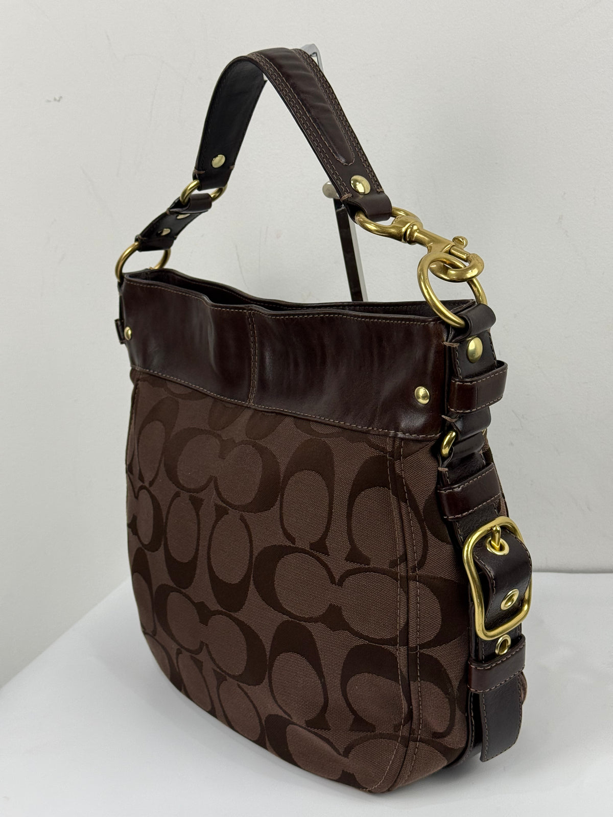 Vintage Coach Dark Brown Zoe Bag Coach Signature Shoulder Bag 00s Y2K