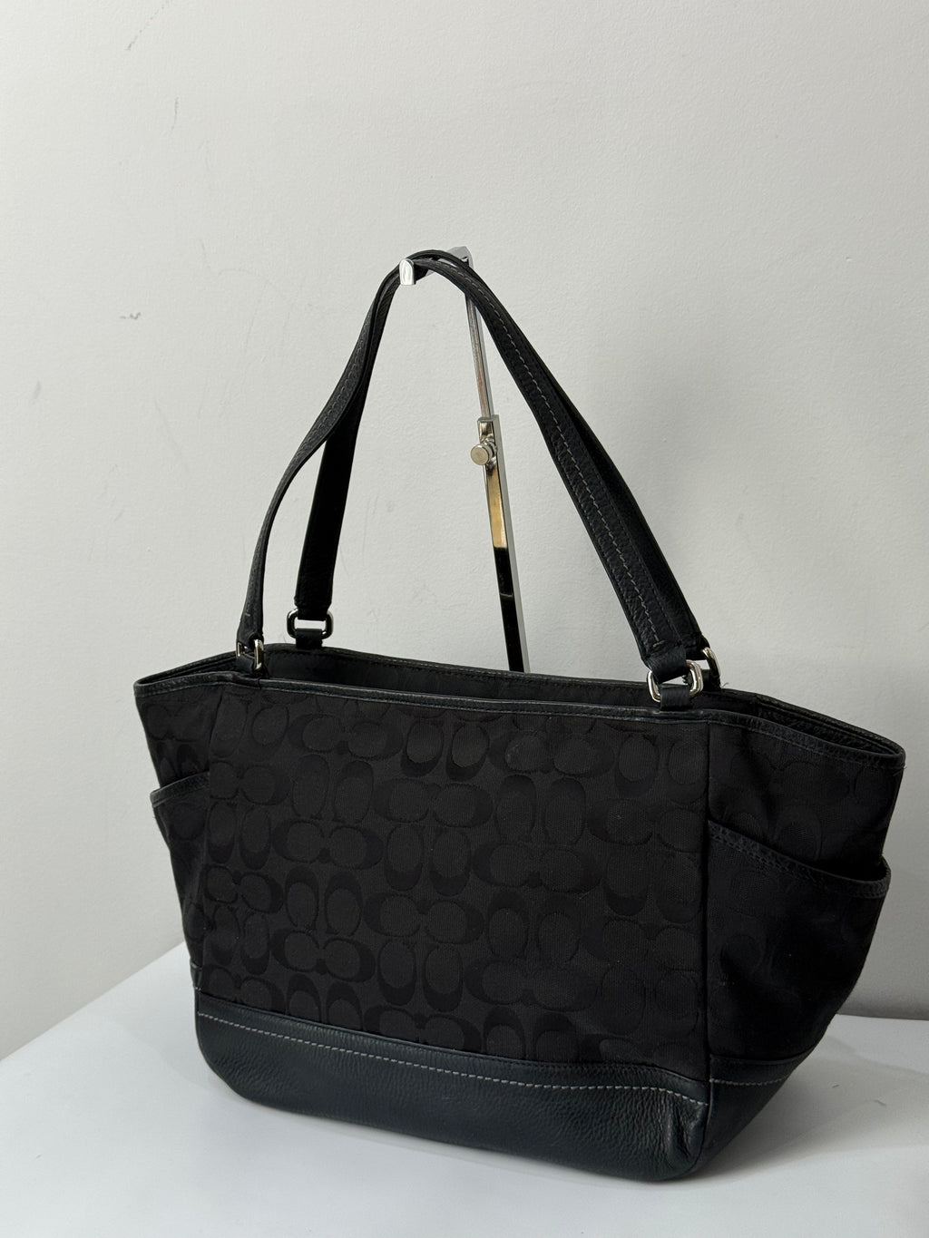 Vintage Coach Park Signature Carrie Tote Bag Black Coach Canvas Handbag 00s Y2K