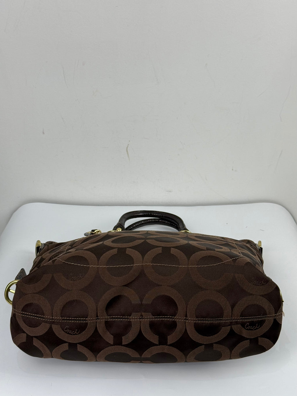 Vintage Coach Madison Op Art Julianne Tote Bag Brown Coach Signature Canvas Handbag 00s Y2K