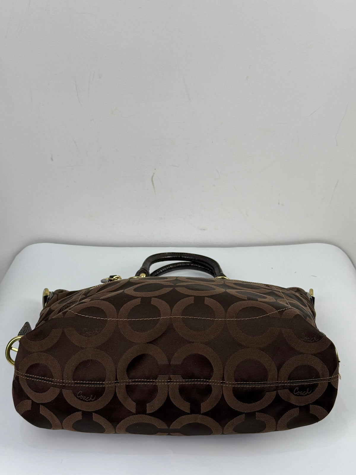 Vintage Coach Madison Op Art Julianne Tote Bag Brown Coach Signature Canvas Handbag 00s Y2K