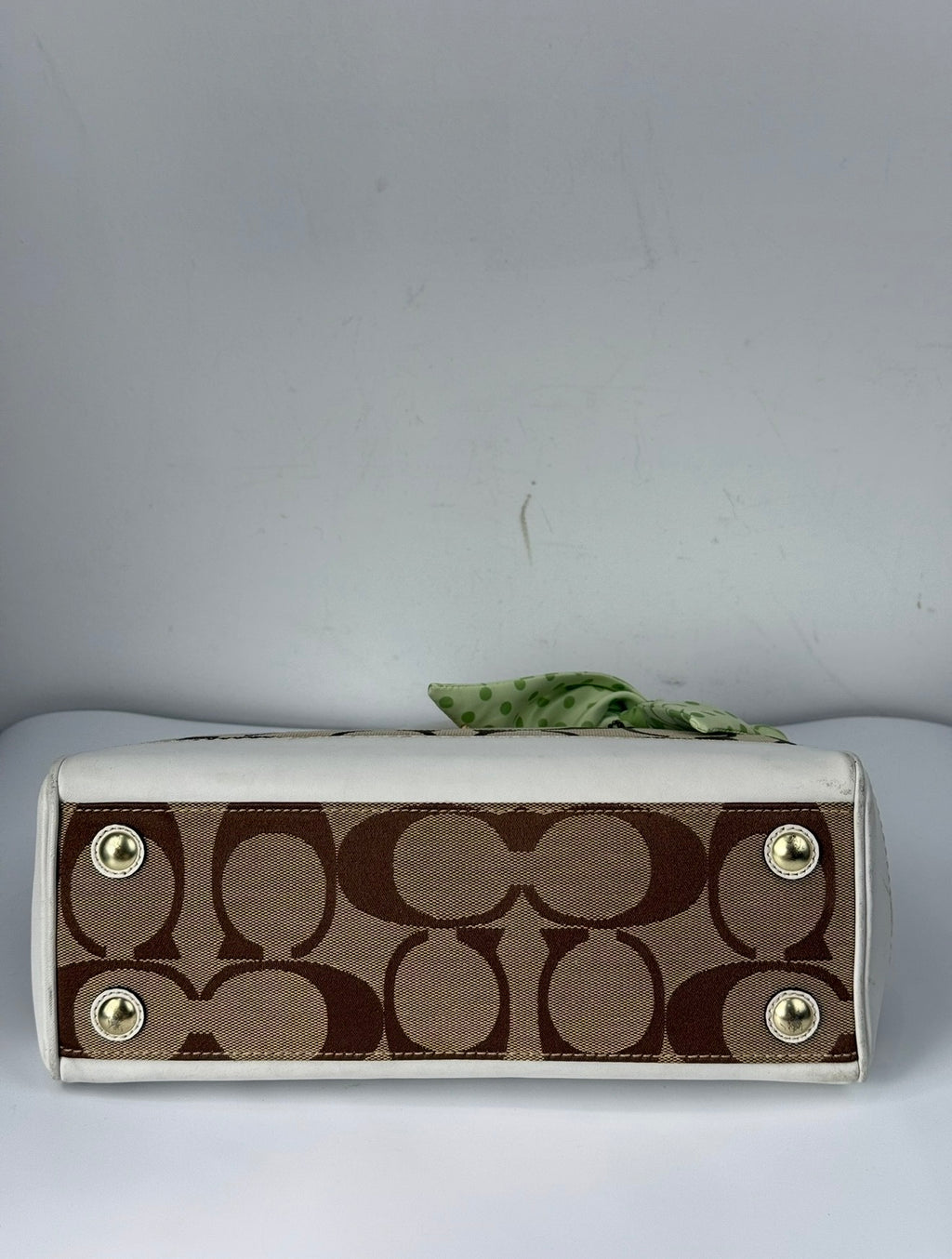 Vintage Coach Hampton Brown/White Tote Bag Coach Signature Y2K HandBag with Scarf