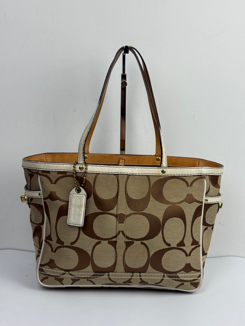 Vintage Coach Signature Tote Bag Coach Brown & Beige Handbag 00s Y2K