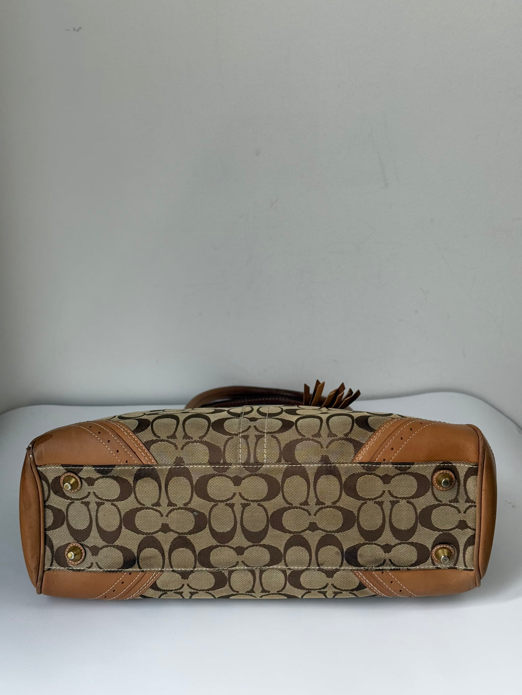 Vintage Coach Hampton Signature Tote Bag Brown & Beige Coach Canvas HandBag 00s Y2K