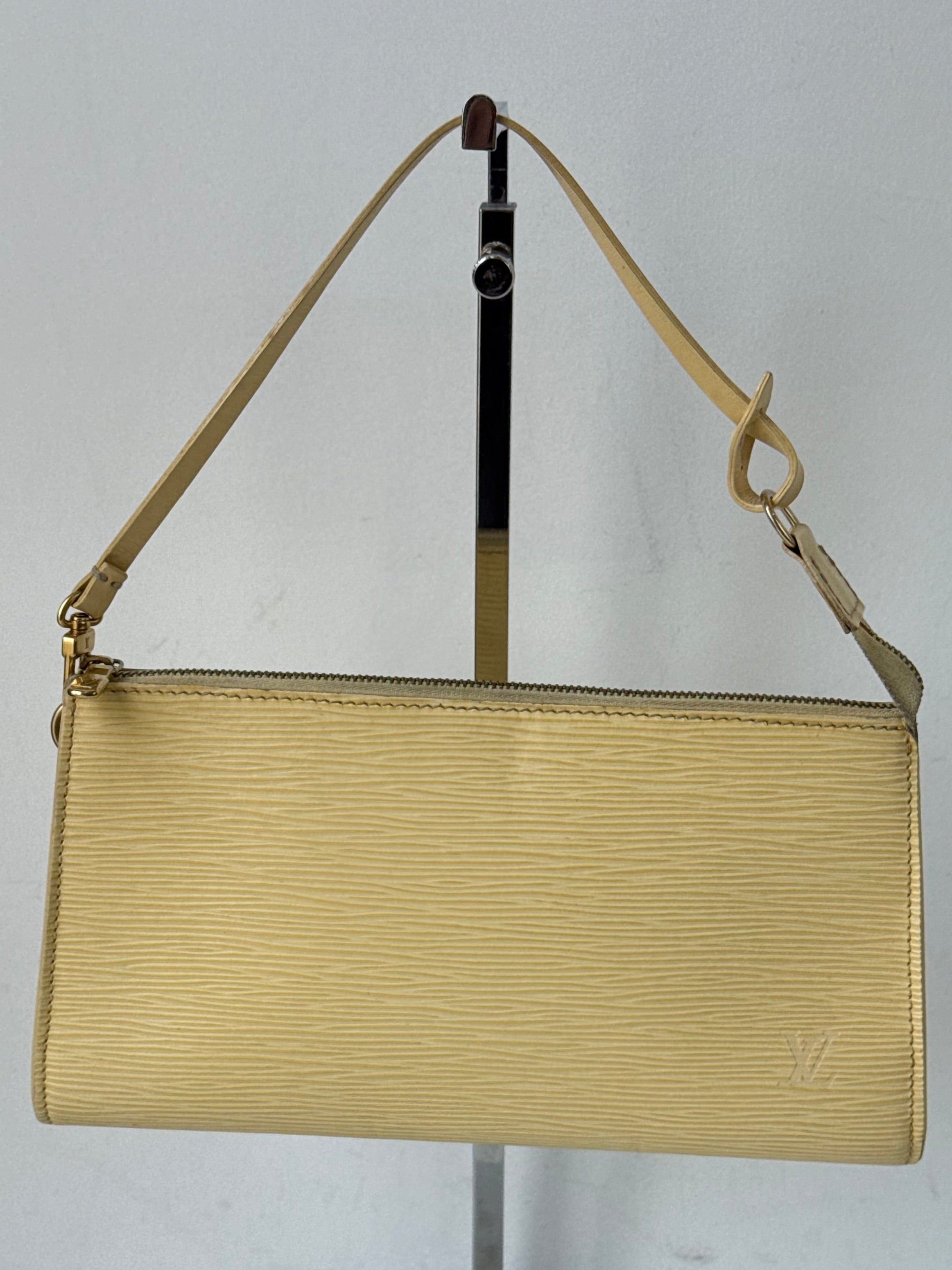 Vintage Louis Vuitton Pochette Bag Louis Vuitton Yellow Pouch Leather Handbag 00s Y2K