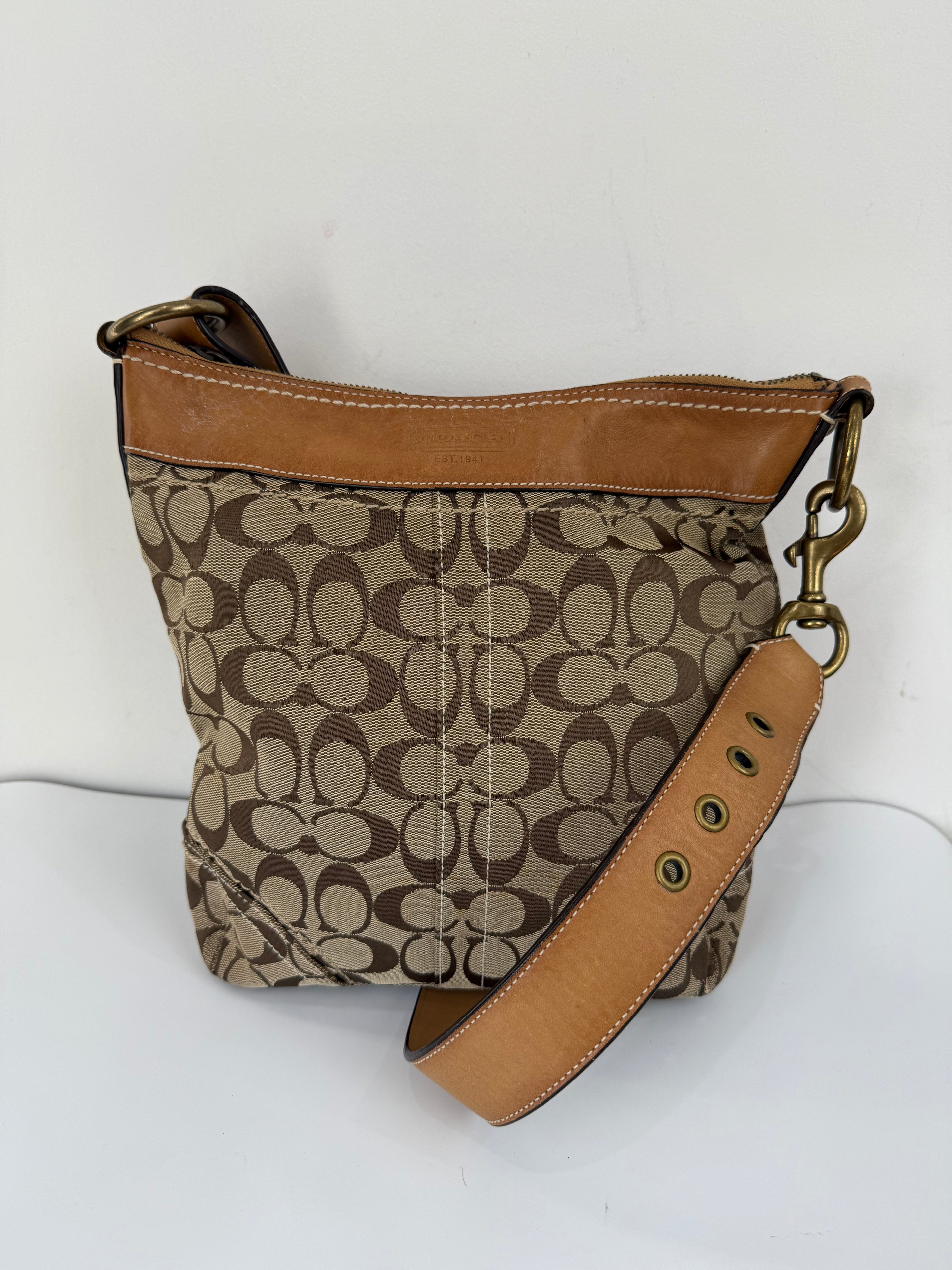 Vintage Coach Bleecker Brown/Tan Bucket Bag Coach Signature Y2K Shoulder Bag
