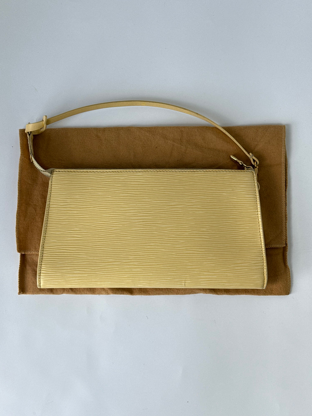 Vintage Louis Vuitton Pochette Bag Louis Vuitton Yellow Pouch Leather Handbag 00s Y2K