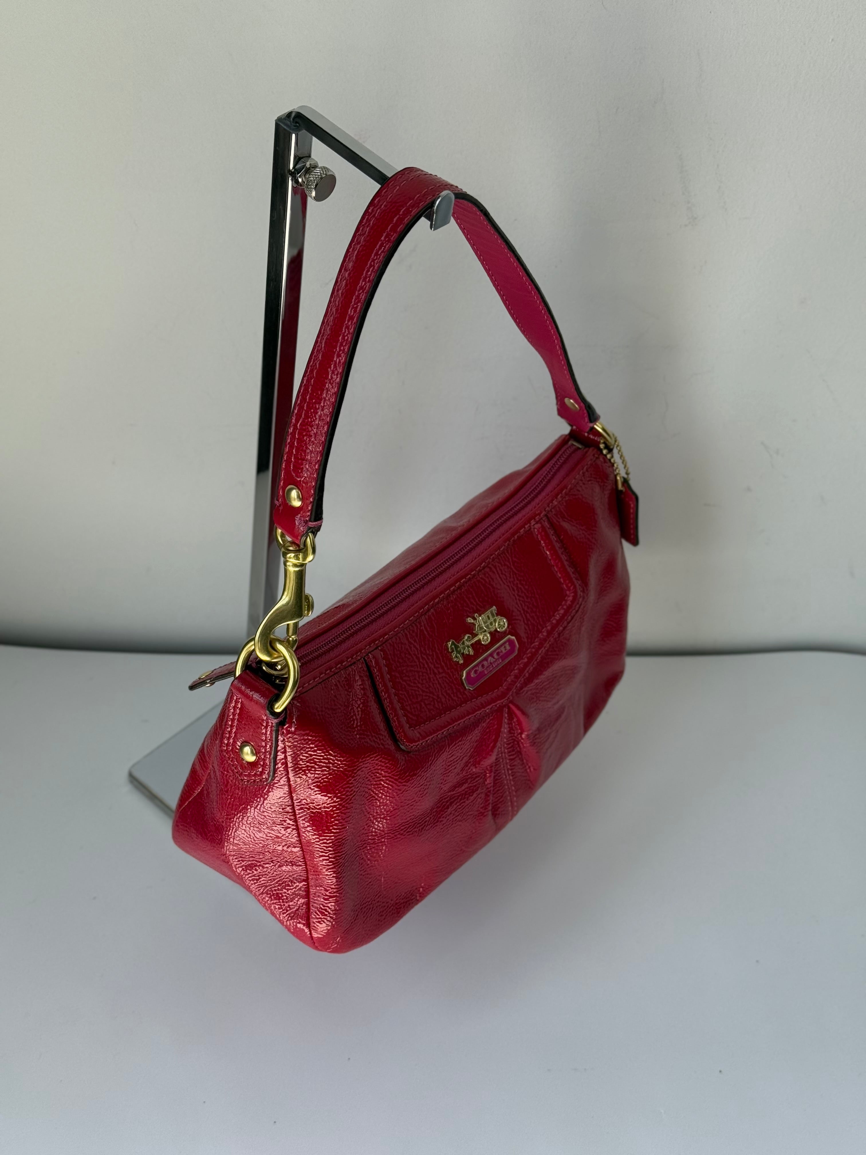 Vintage Coach Madison HandBag Pink/Red Patent Leather Coach Bag 00s Y2K