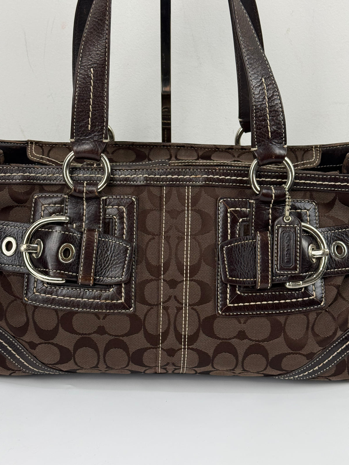 Vintage Coach Dark Brown Soho Satchel Bag Coach Signature Handbag 00s Y2K