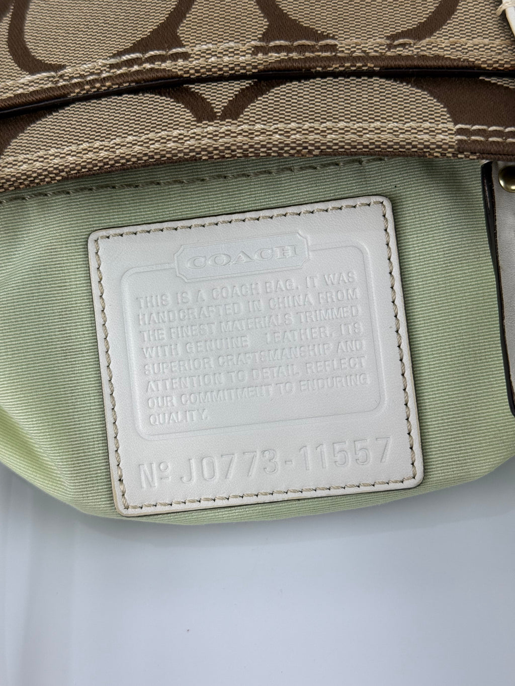 Vintage Coach Hampton Brown/White Tote Bag Coach Signature Y2K HandBag with Scarf