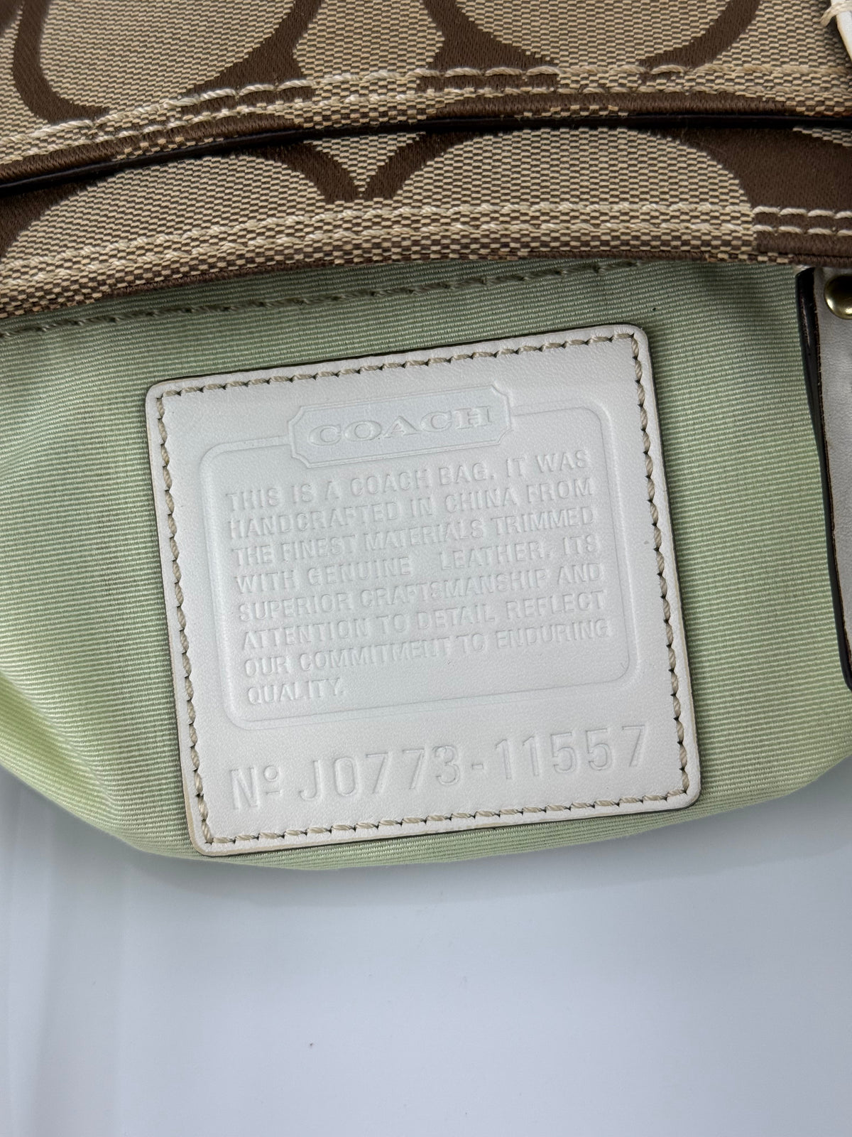 Vintage Coach Hampton Brown/White Tote Bag Coach Signature Y2K HandBag with Scarf