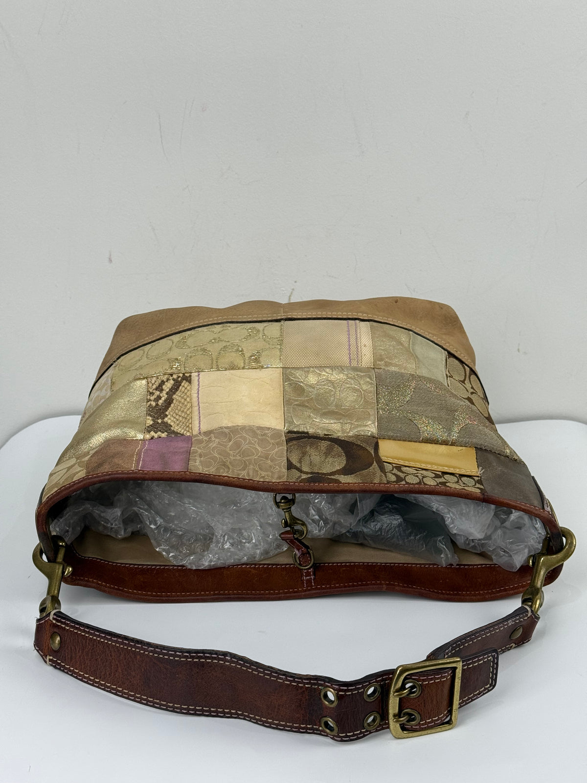 Vintage Coach Patchwork Tote Bag Coach Signature Shoulder Bag 00s Y2K
