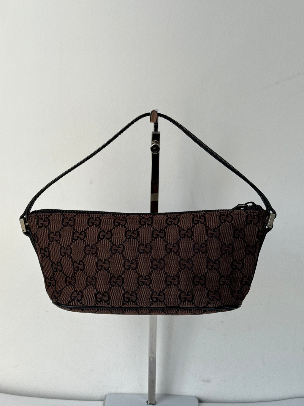 Vintage Gucci Baguette Bag Brown and Black Gucci Pouch Canvas Handbag 00s Y2K