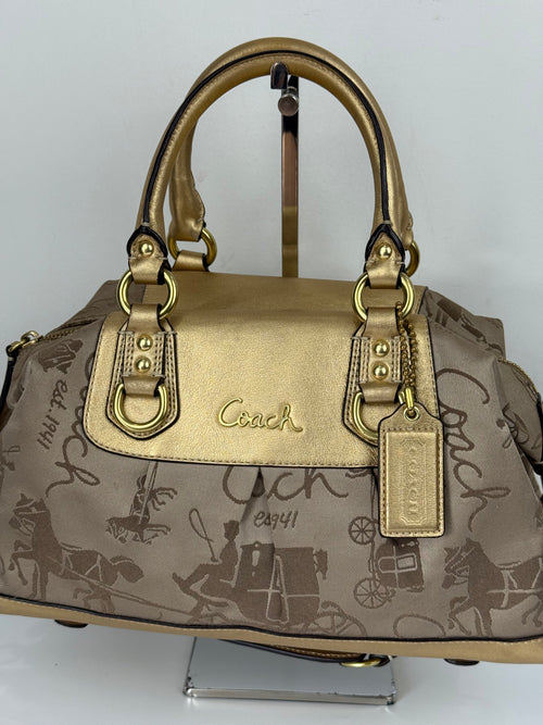 Vintage Coach Ashley Horse and Carriage Satchel Bag Coach Beige/Gold Y2K HandBag