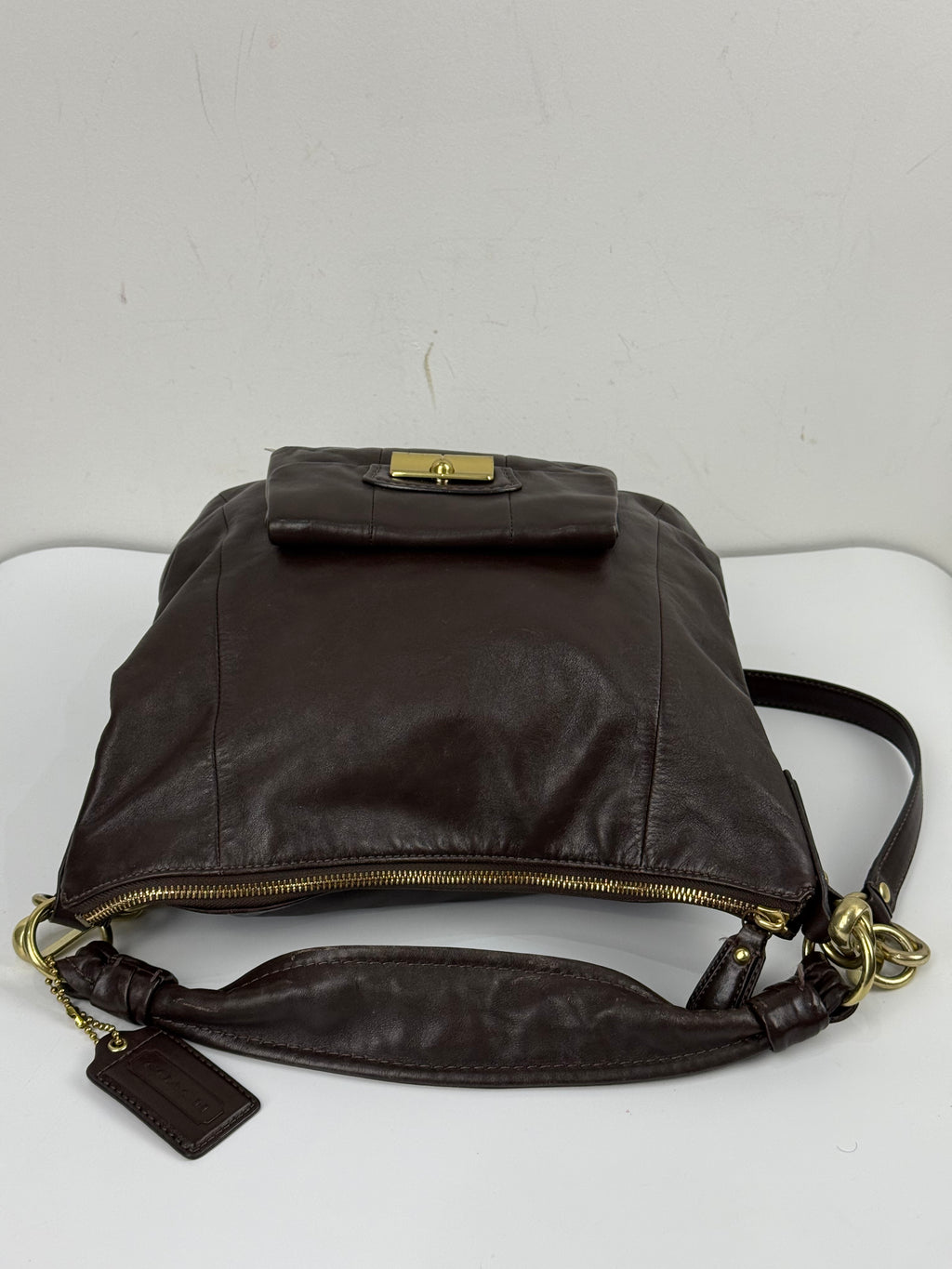 Vintage Coach Kristin Hobo Bag with Straps Dark Brown Coach Leather Handbag 00s Y2K