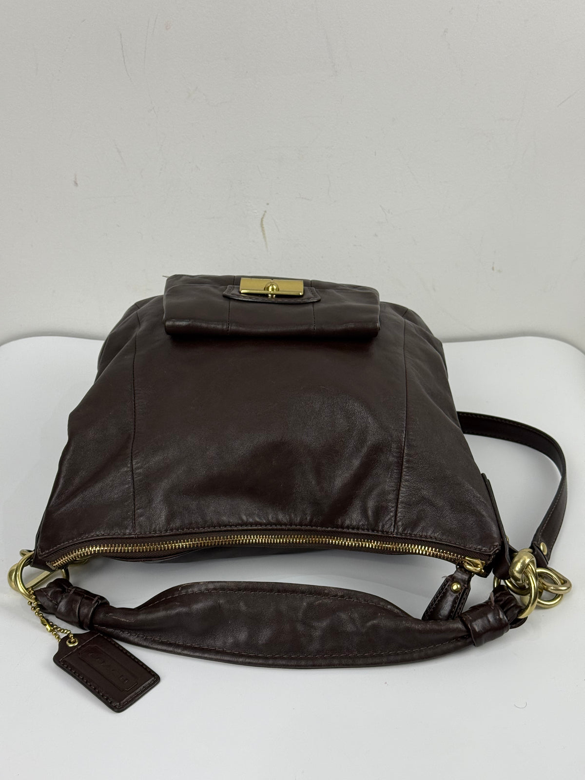 Vintage Coach Kristin Hobo Bag with Straps Dark Brown Coach Leather Handbag 00s Y2K