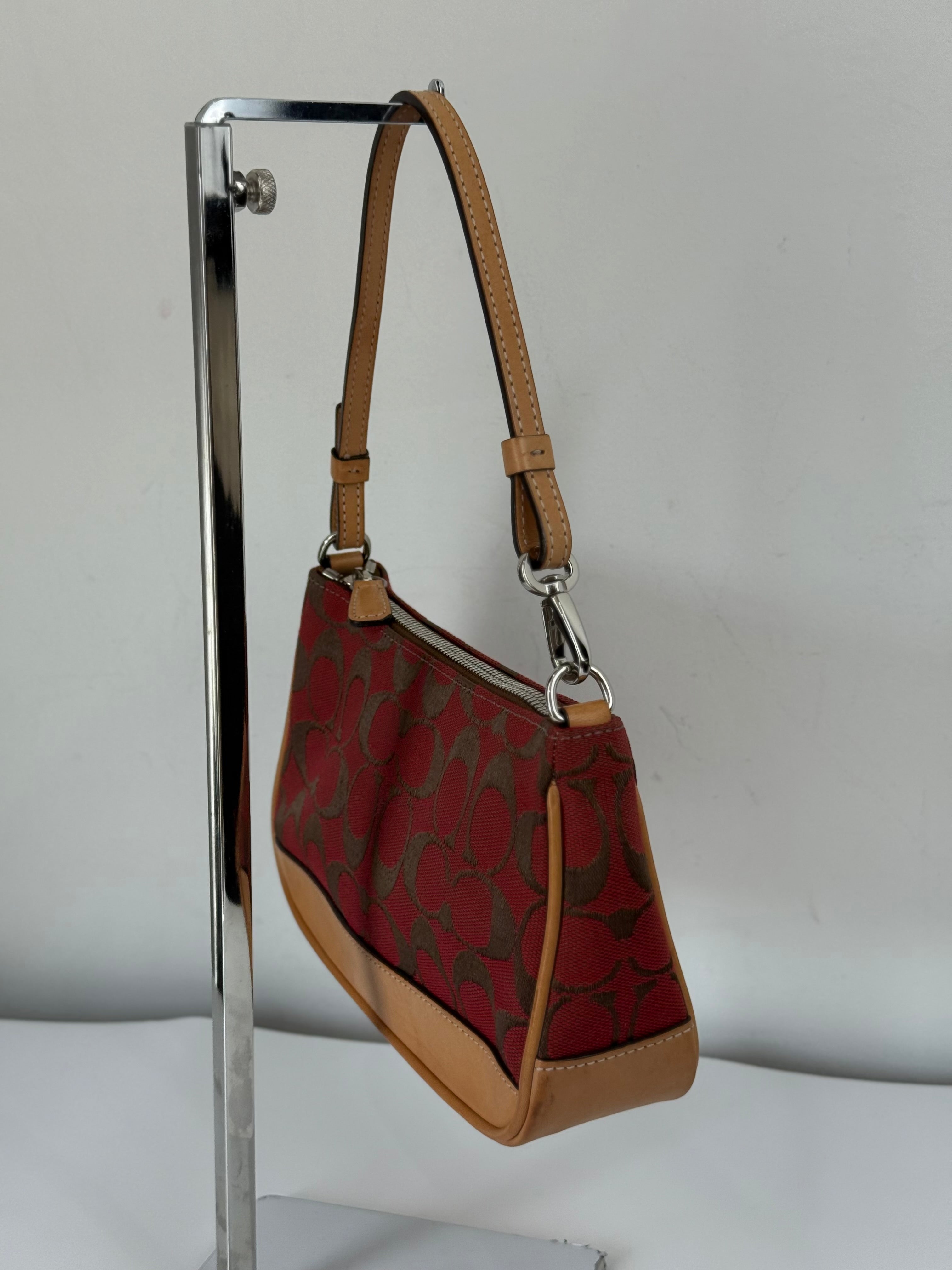 Vintage Coach Signature Demi Bag Coach Red Black Canvas Small Handbag 00s Y2K