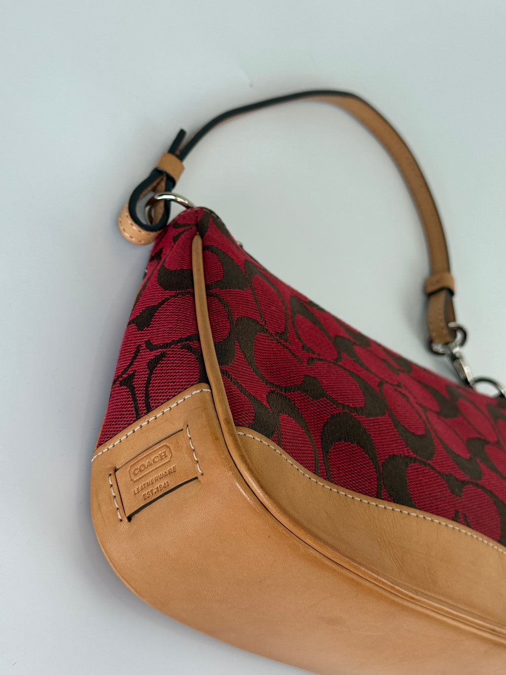 Vintage Coach Signature Demi Bag Coach Red Black Canvas Small Handbag 00s Y2K