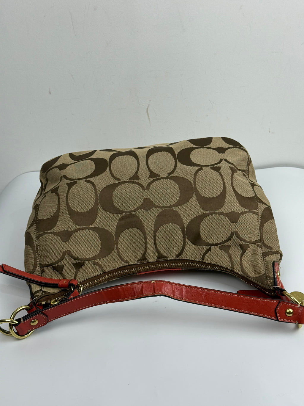 Vintage Coach Signature Stripe Shoulder Bag Canvas Tote Bag 00s Y2K