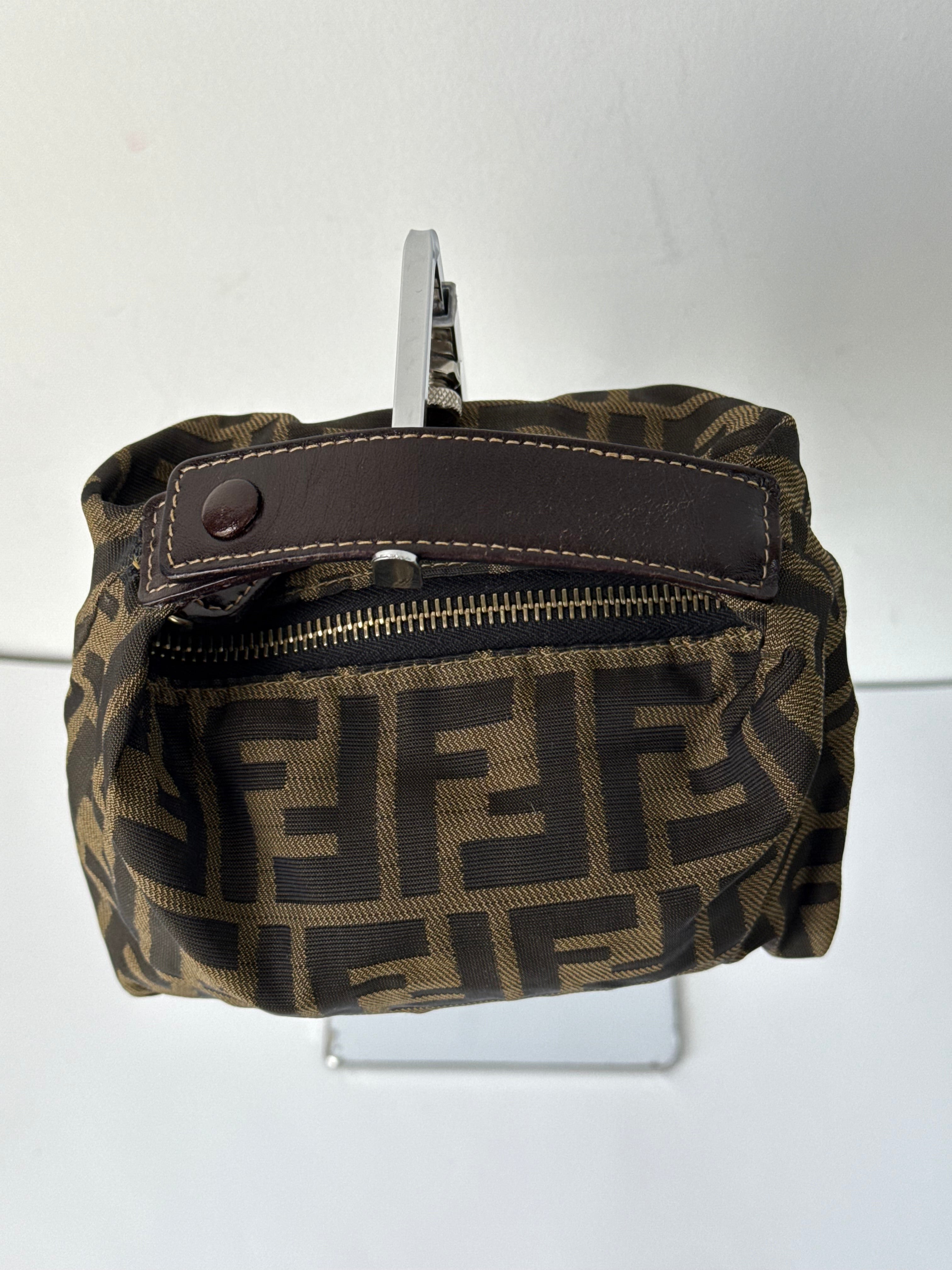 Vintage Fendi Zucca Mini Baguette Bag Brown and Black Canvas Fendi Handbag 00s Y2K