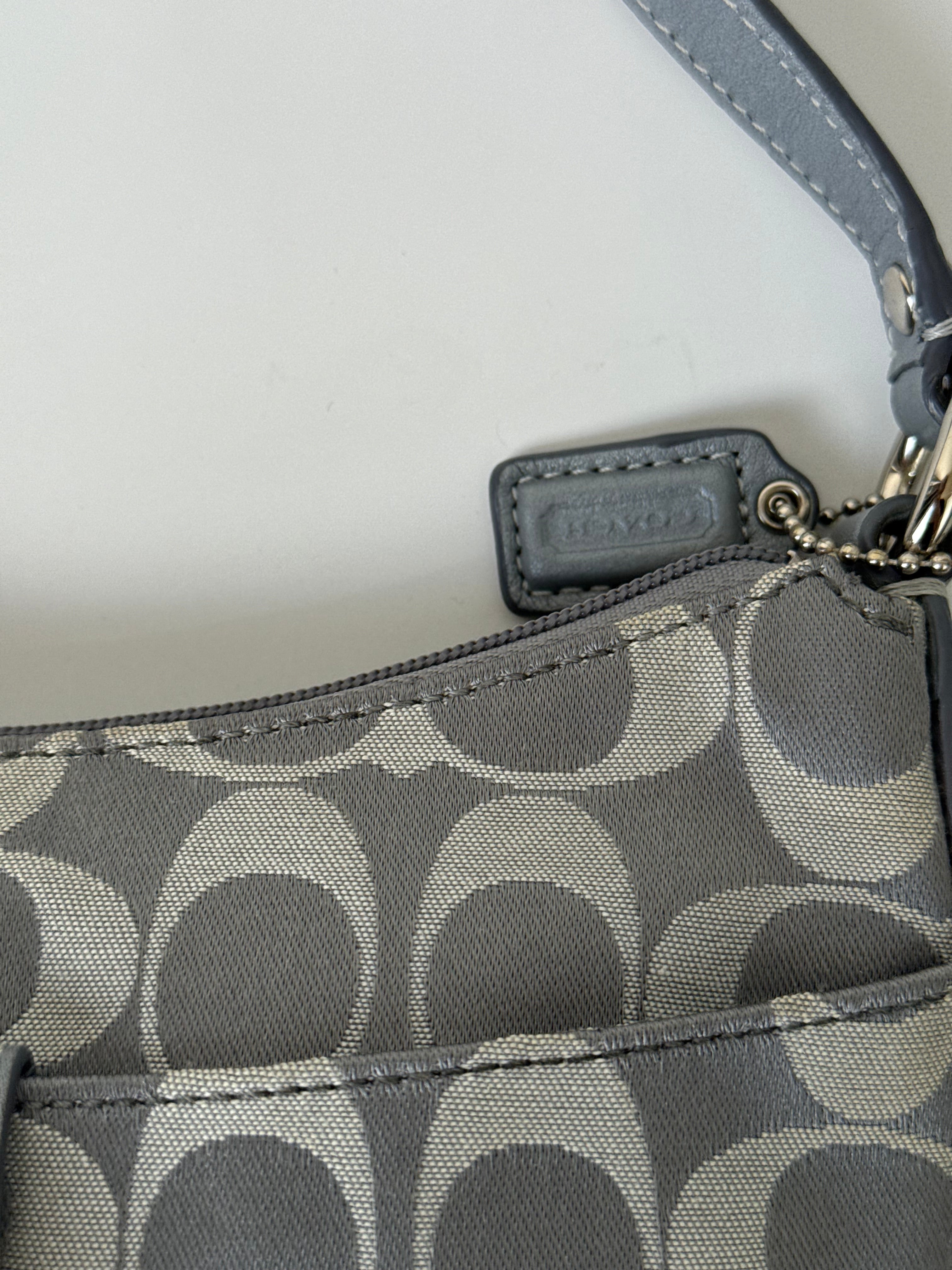 Vintage Coach Kristin Opt Art Handbag Light Blue Signature Pouch Bag 00s Y2K
