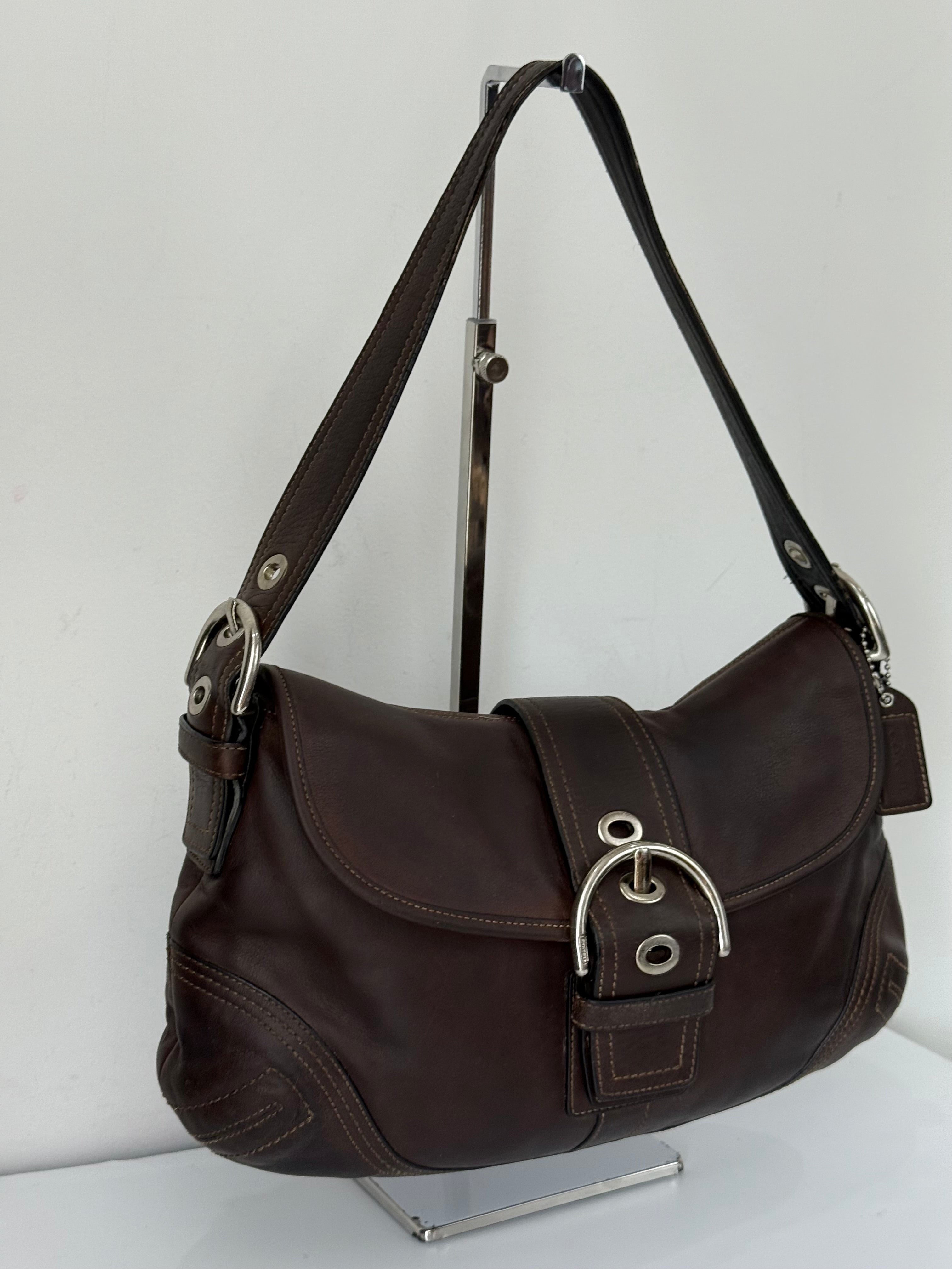 Vintage Coach Dark Brown Soho Shoulder Bag Coach Leather Handbag 00s Y2K