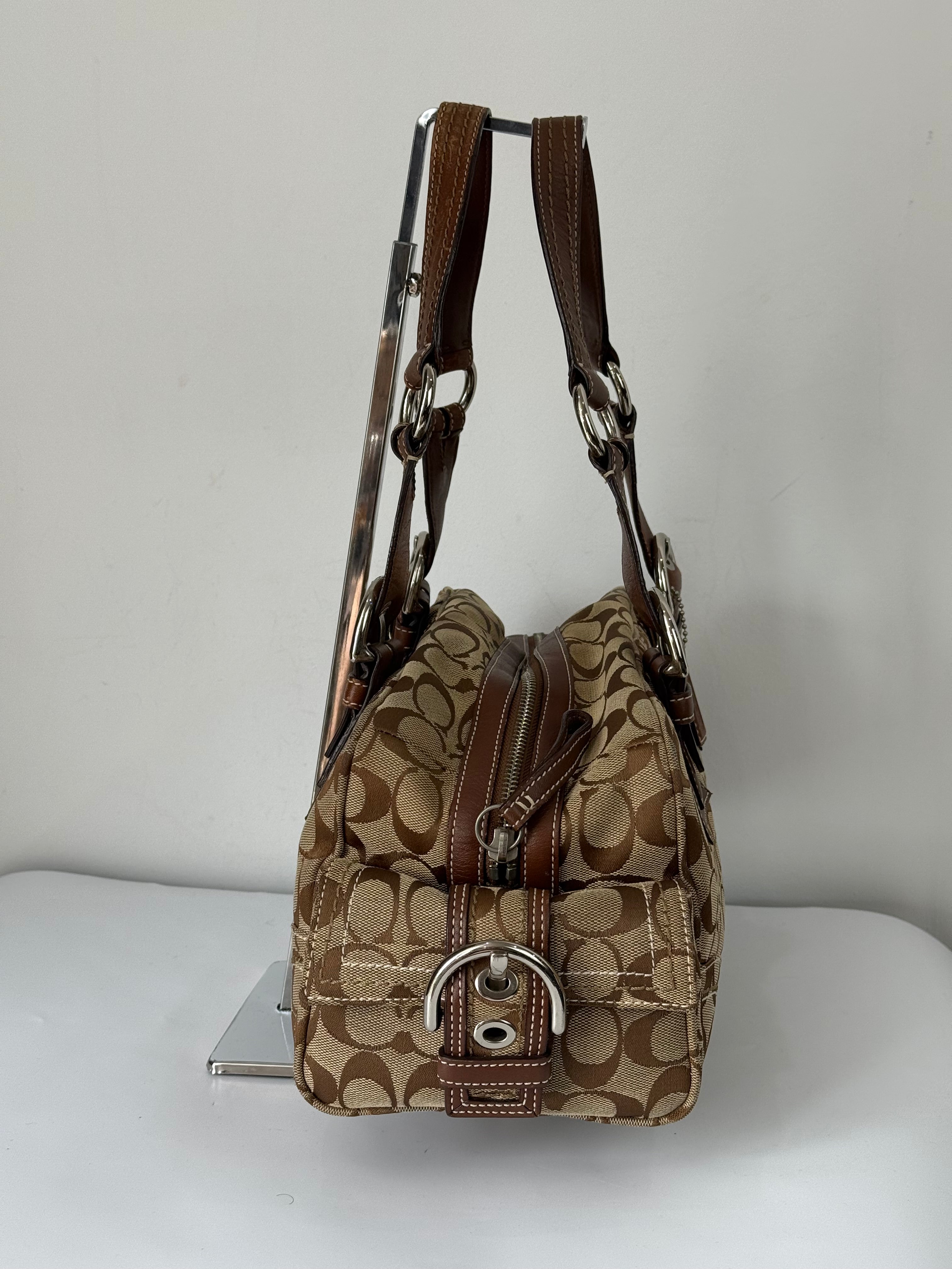 Rare Vintage Coach Dark Brown Boston Satchel Soho Mia Signature Shoulder Bag 00s Y2K