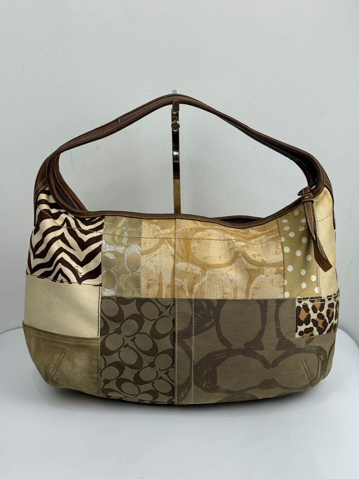 Vintage Coach Ergo Patchwork Tote Bag Bag Brown Signature Canvas Handbag 00s Y2K