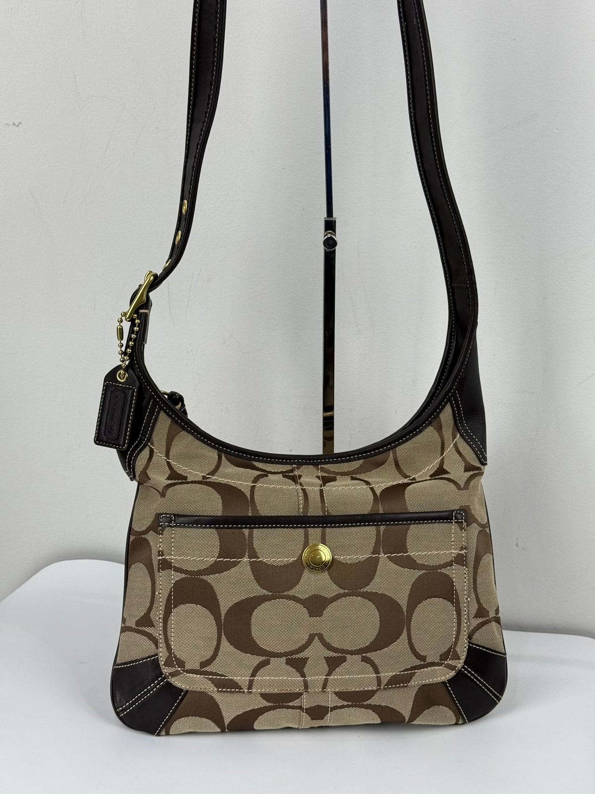 Vintage Coach Ergo Shoulder Bag Coach Brown & Beige Signature Crossbody Bag 00s Y2K