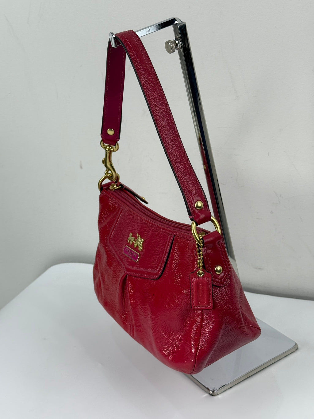 Vintage Coach Madison HandBag Pink/Red Patent Leather Coach Bag 00s Y2K