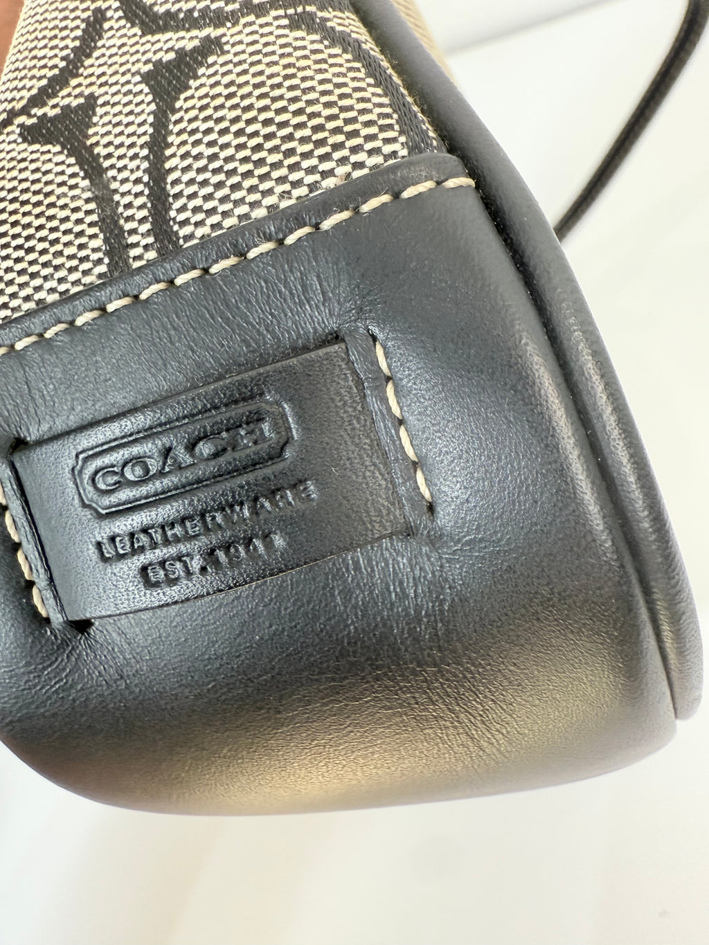 Vintage Coach Signature Demi Bag Coach Grey Black Canvas Small Handbag 00s Y2K