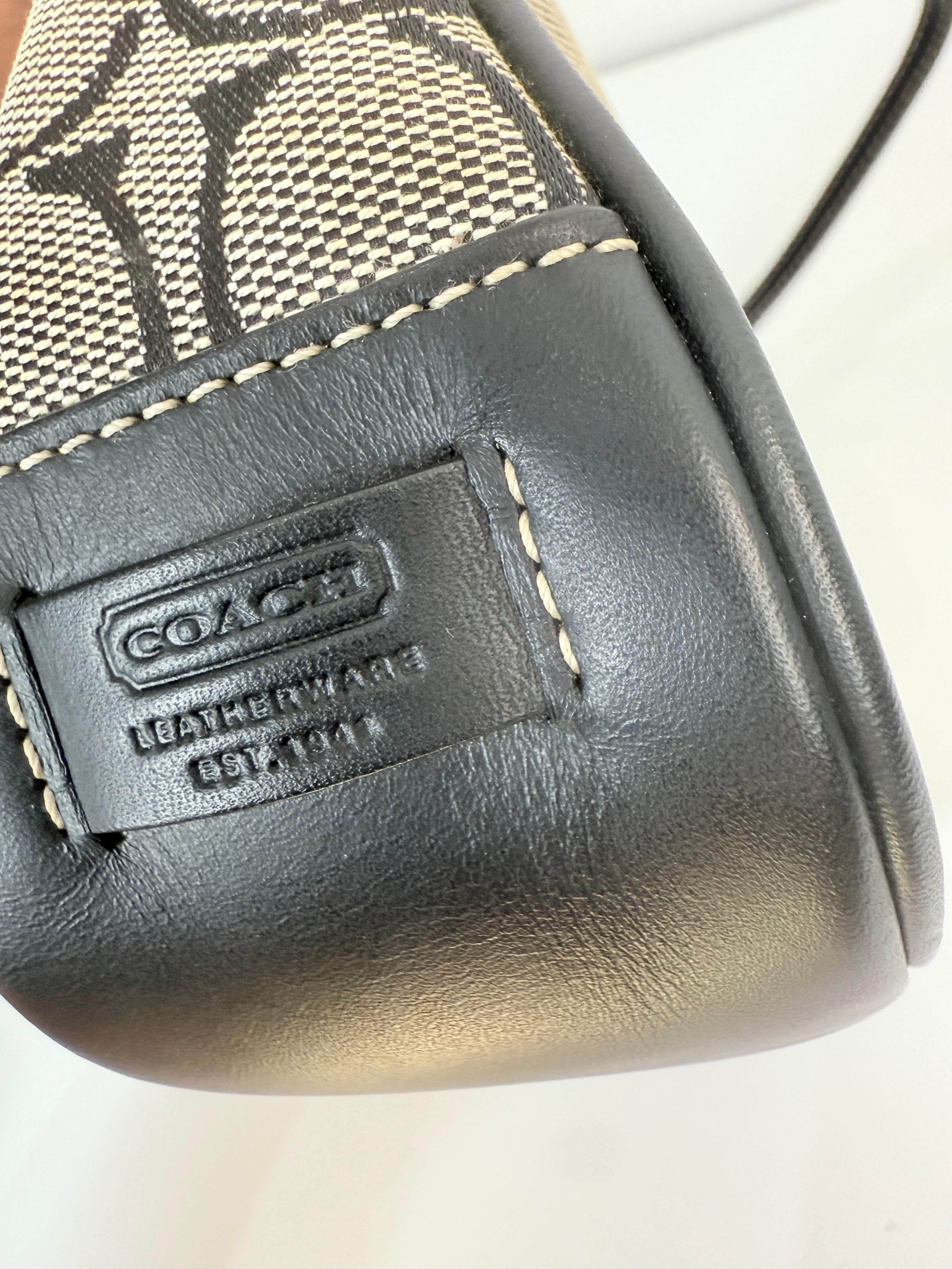 Vintage Coach Signature Demi Bag Coach Grey Black Canvas Small Handbag 00s Y2K