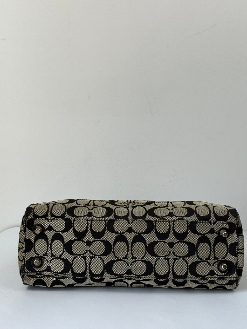 Vintage Coach Hampton Signature Tote Bag Grey and Black Coach Canvas HandBag 00s Y2K