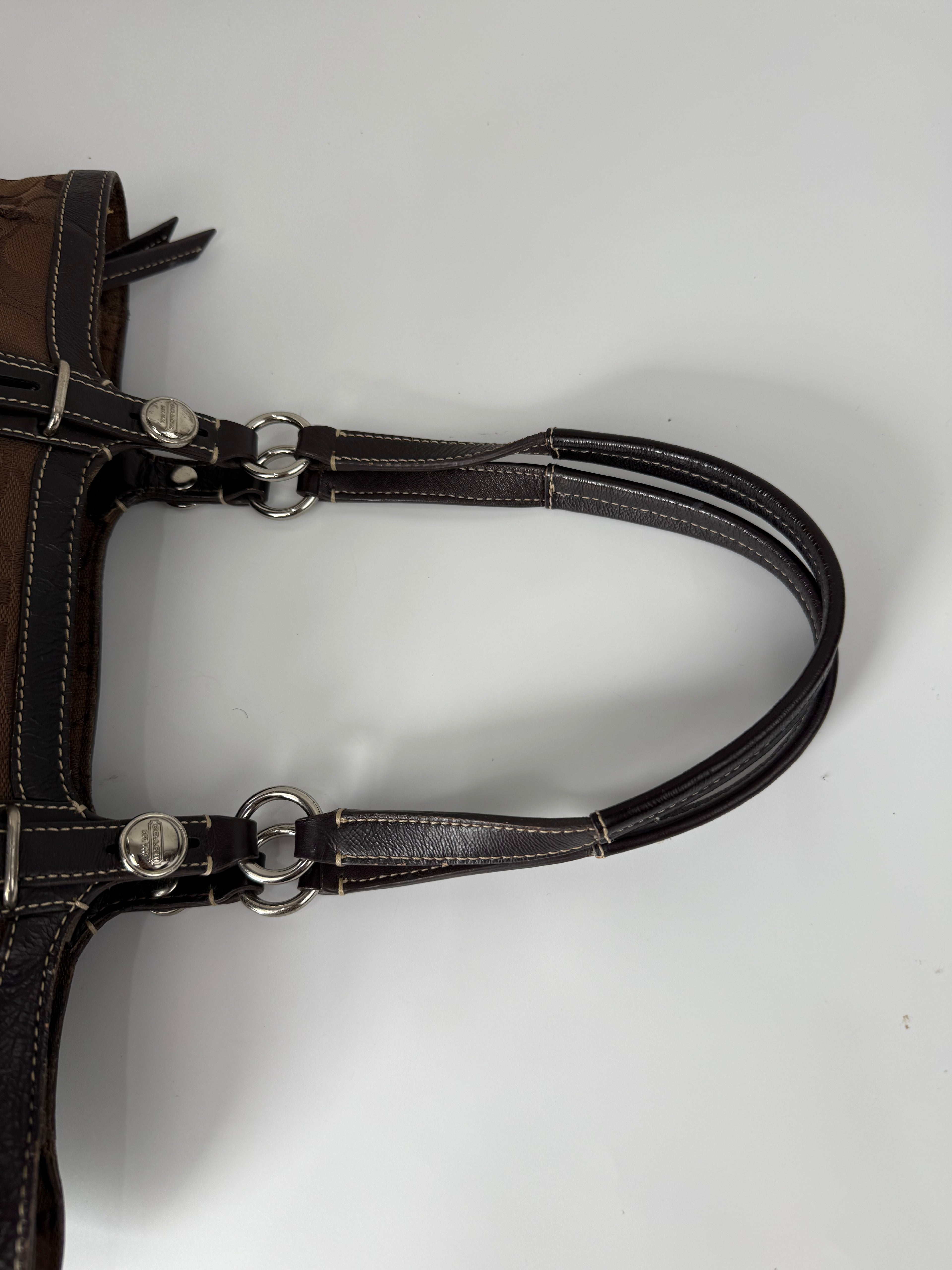 Vintage Coach Gallery East West Tote Bag Coach Dark Brown Signature Y2K Handbag