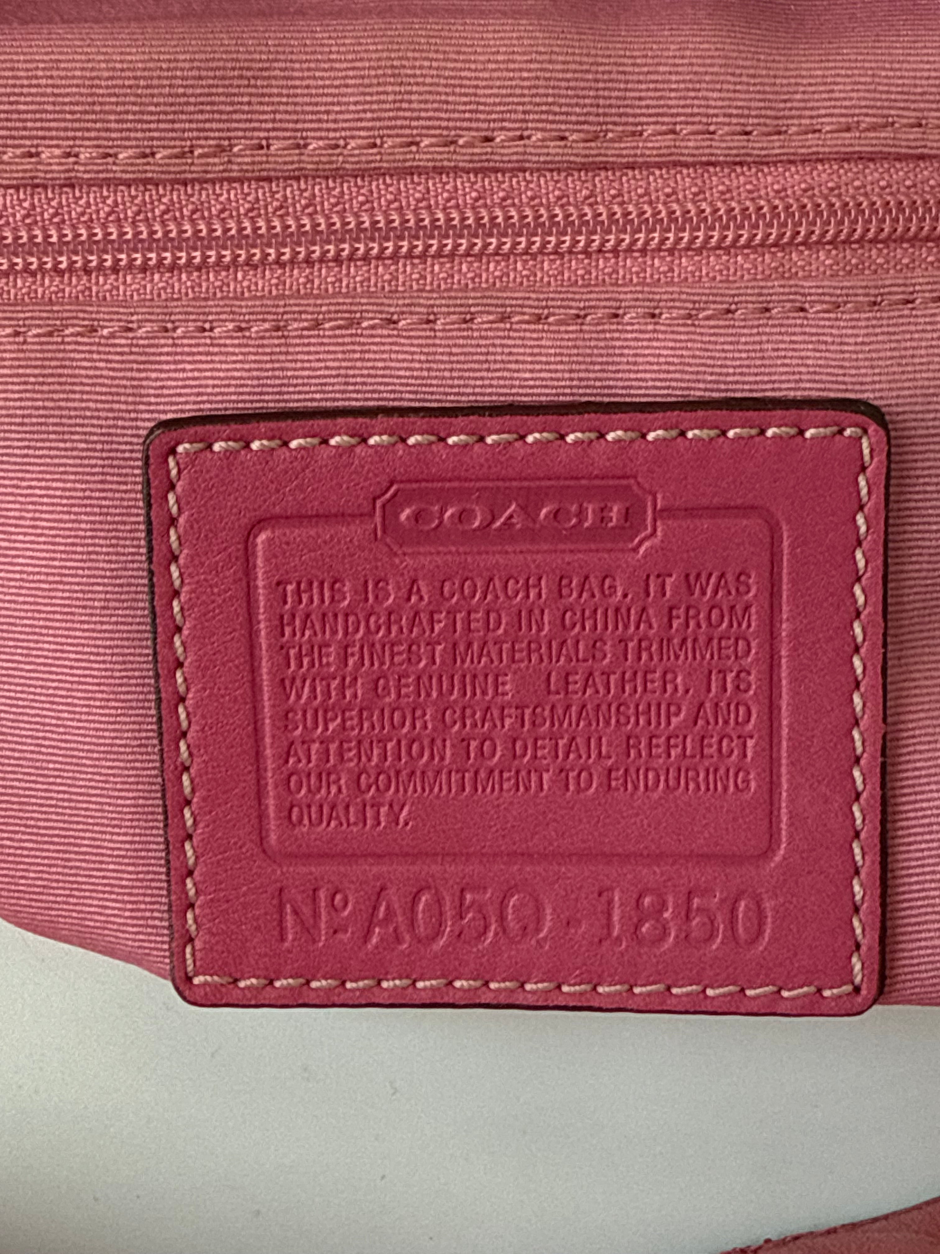 Vintage Coach Pink Soho Hobo Bag Coach Signature Pink and Brown Shoulder 00s Y2K