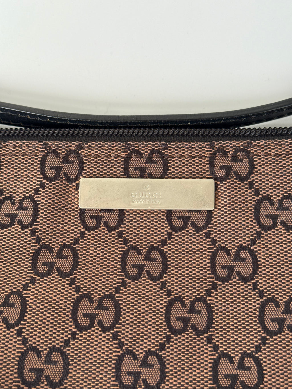 Vintage Gucci Baguette Bag Brown and Black Gucci Pouch Canvas Handbag 00s Y2K