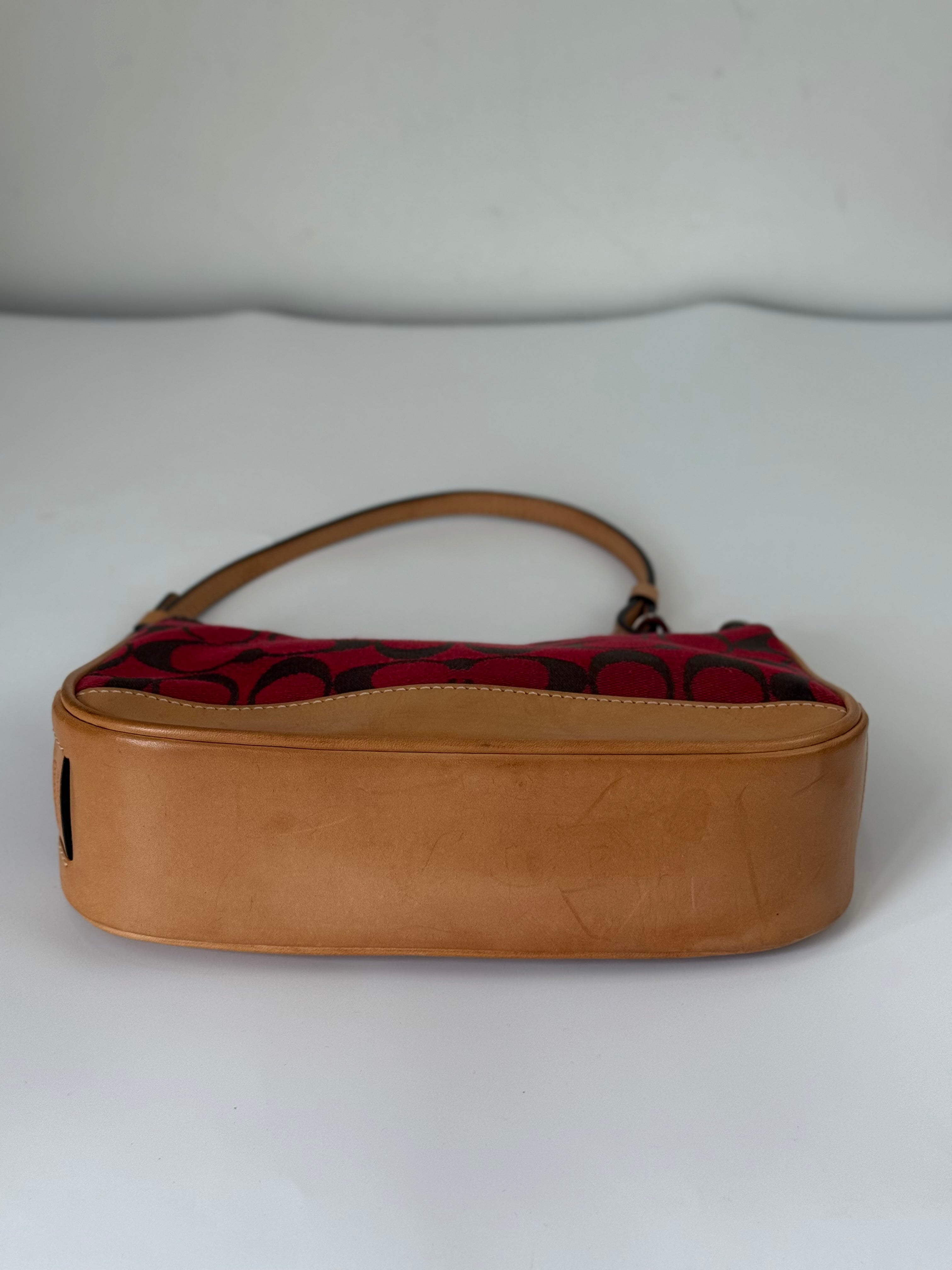 Vintage Coach Signature Demi Bag Coach Red Black Canvas Small Handbag 00s Y2K