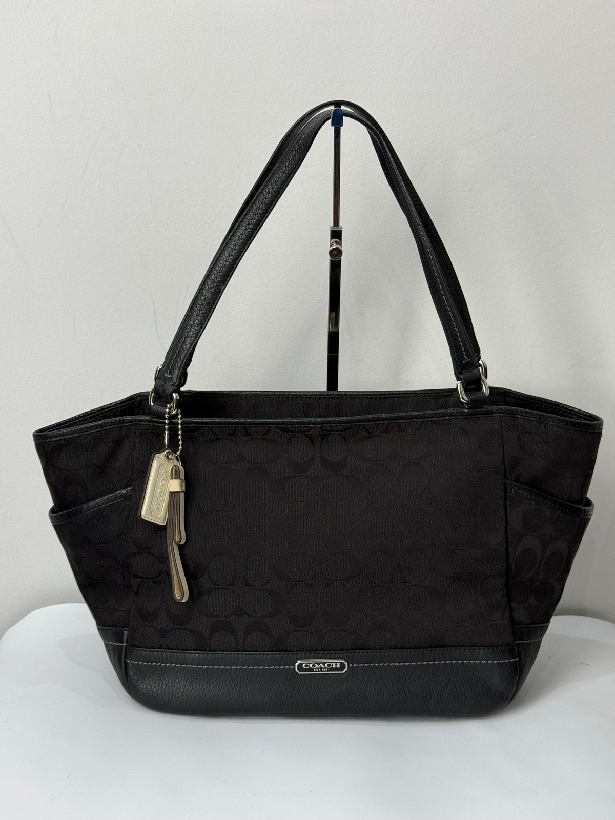Vintage Coach Park Signature Carrie Tote Bag Black Coach Canvas Handbag 00s Y2K