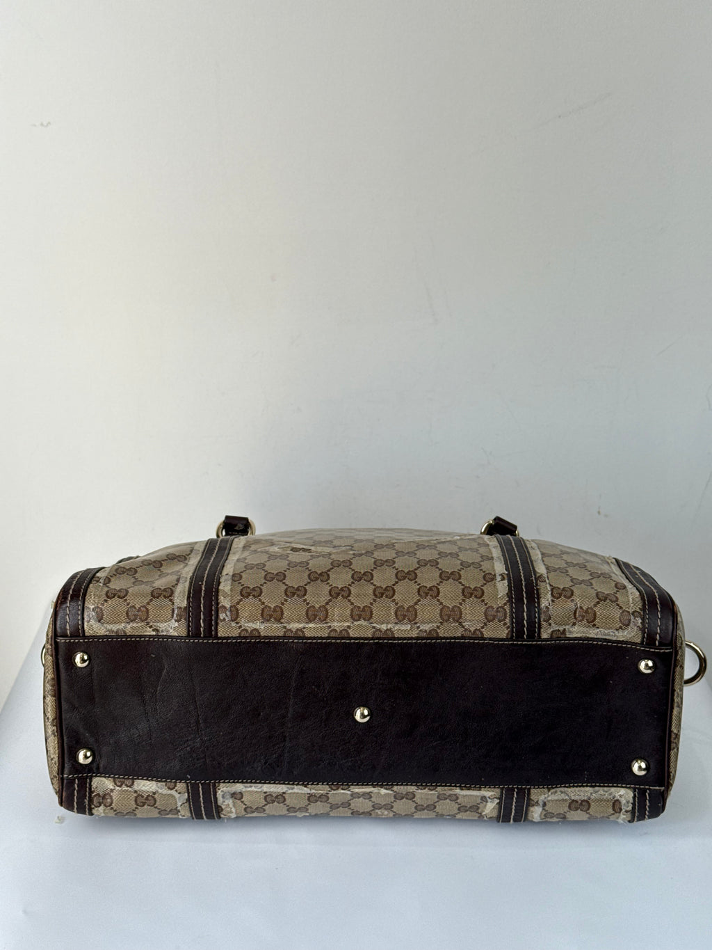 Vintage Gucci Crystal Duchessa Boston Bag Brown Gucci Pouch Monogram Handbag 00s Y2K