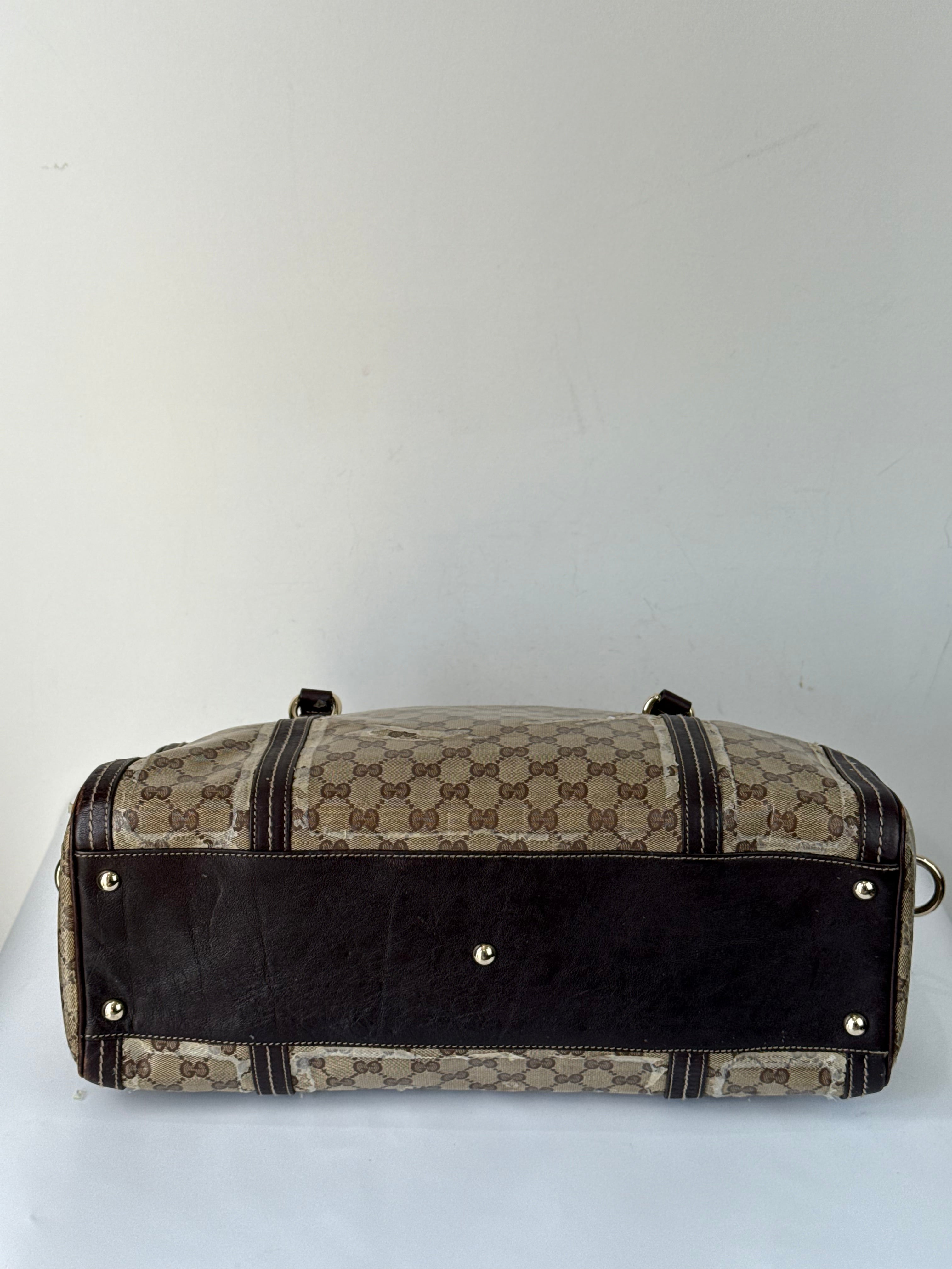 Vintage Gucci Crystal Duchessa Boston Bag Brown Gucci Pouch Monogram Handbag 00s Y2K
