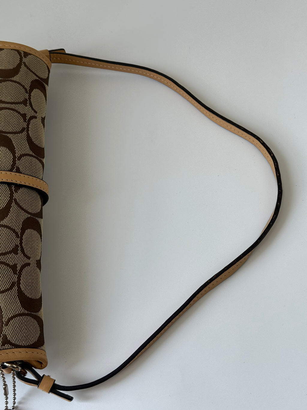 Vintage Coach Demi Clip Bag Brown Tan Signature Canvas Shoulder Bag Y2K