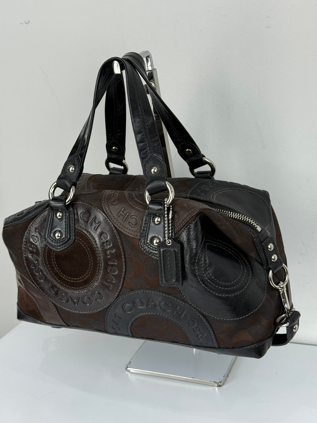 Vintage Coach Ashley Patchwork Satchel Bag Coach Black/Brown Y2K HandBag