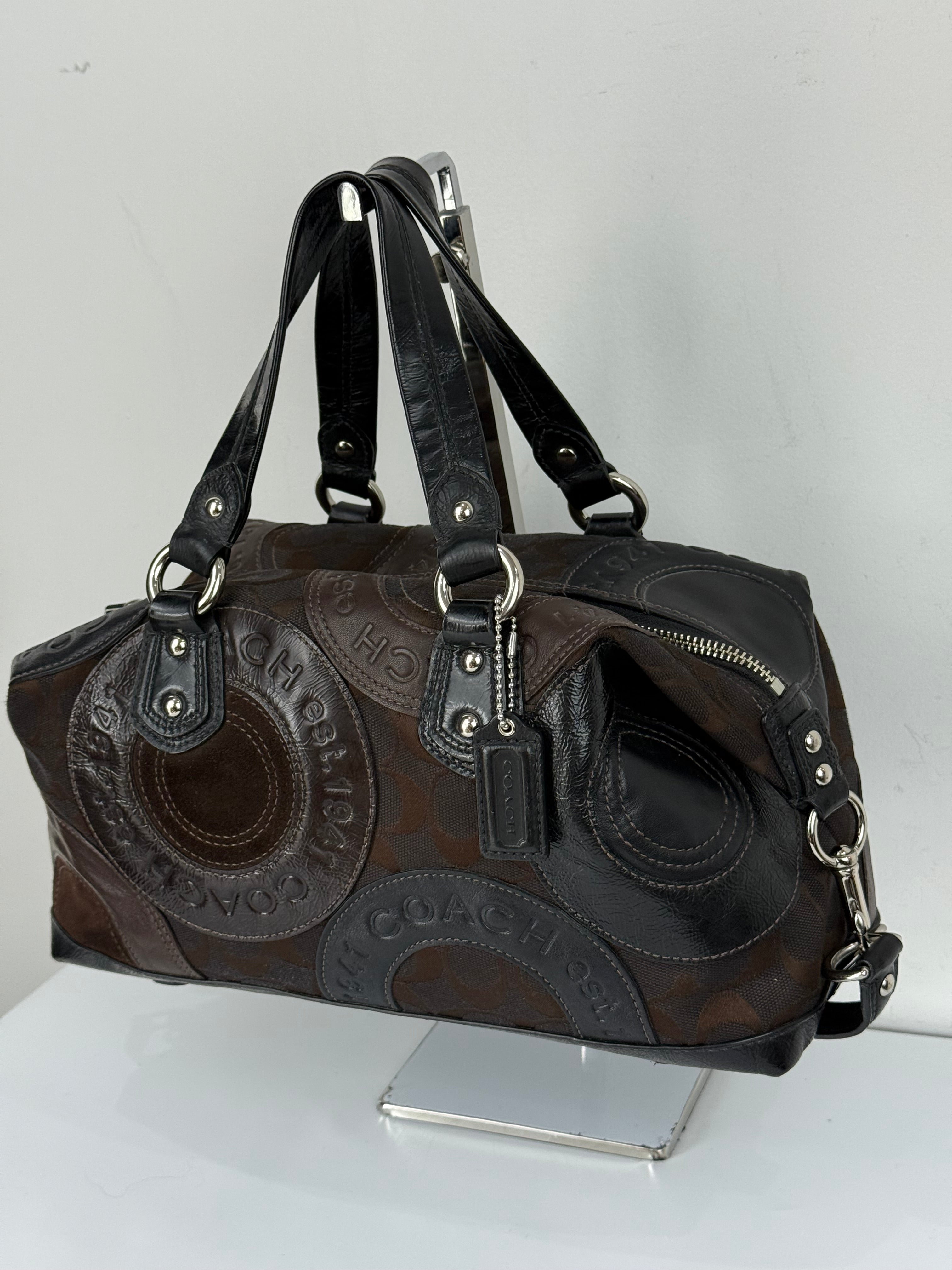 Vintage Coach Ashley Patchwork Satchel Bag Coach Black/Brown Y2K HandBag