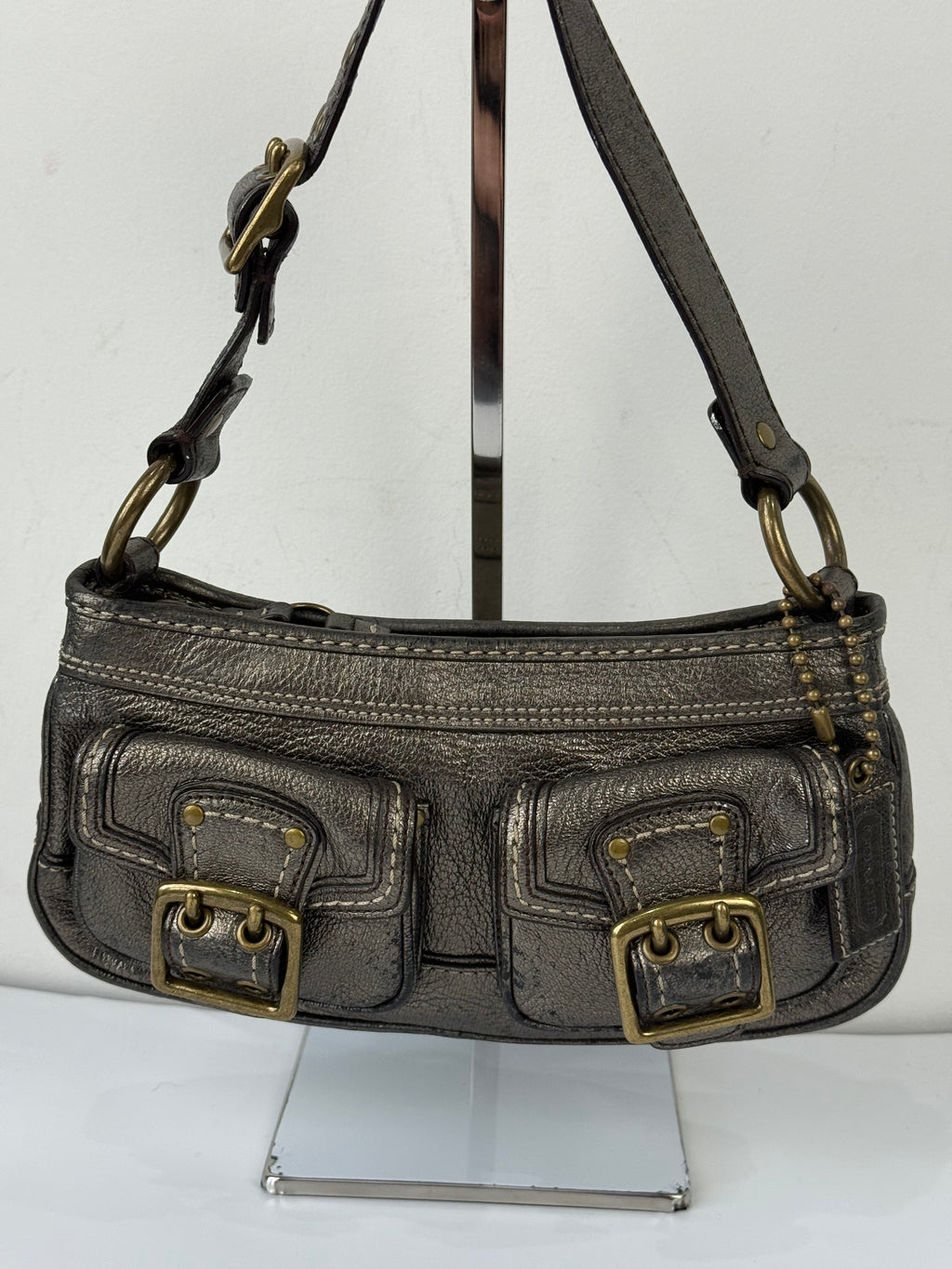 Rare Vintage Coach Mandy 65th Anniversary Legacy Bag Sliver Metallic Leather Shoulder Bag 00s Y2K