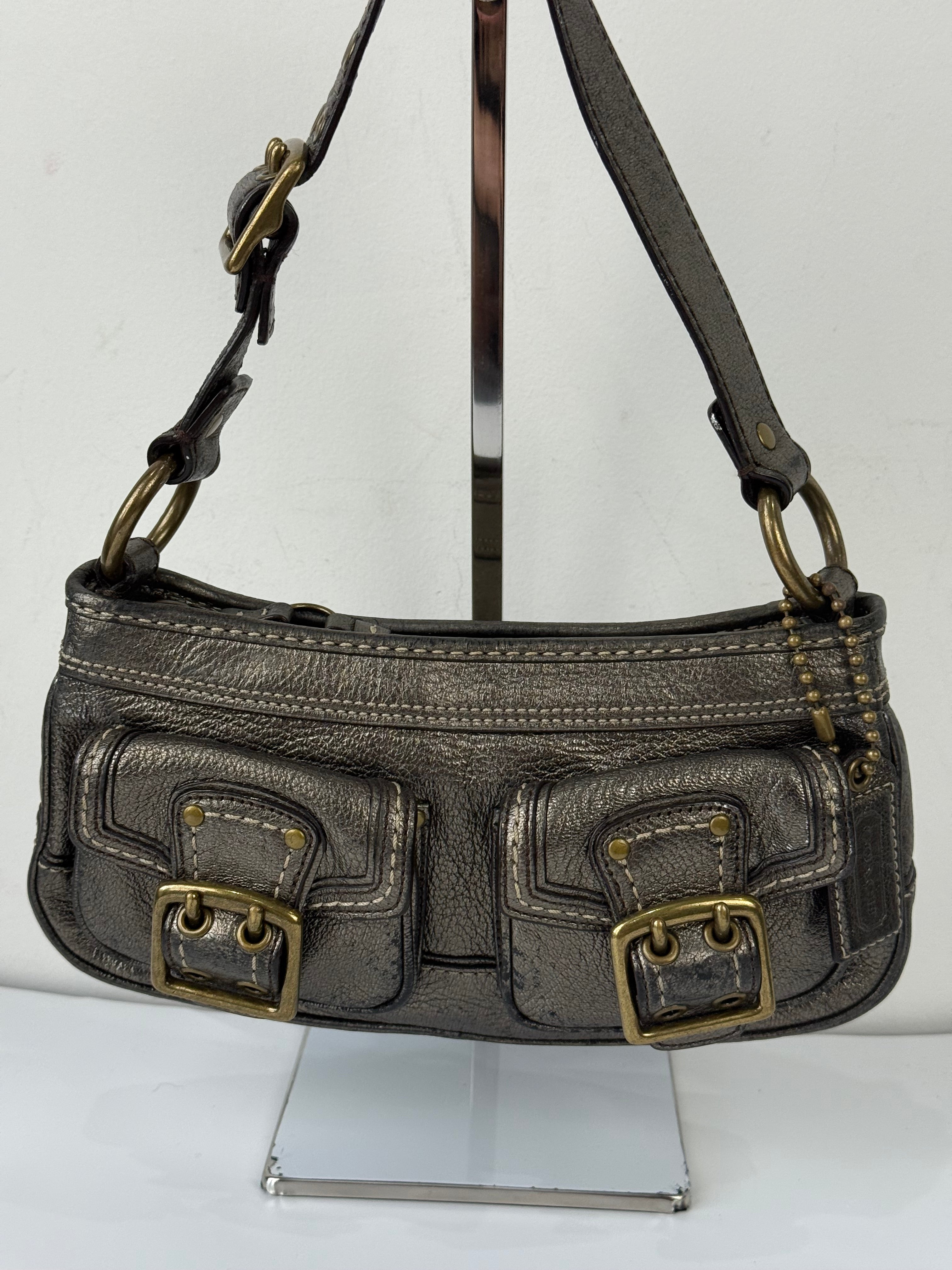 Rare Vintage Coach Mandy 65th Anniversary Legacy Bag Sliver Metallic Leather Shoulder Bag 00s Y2K