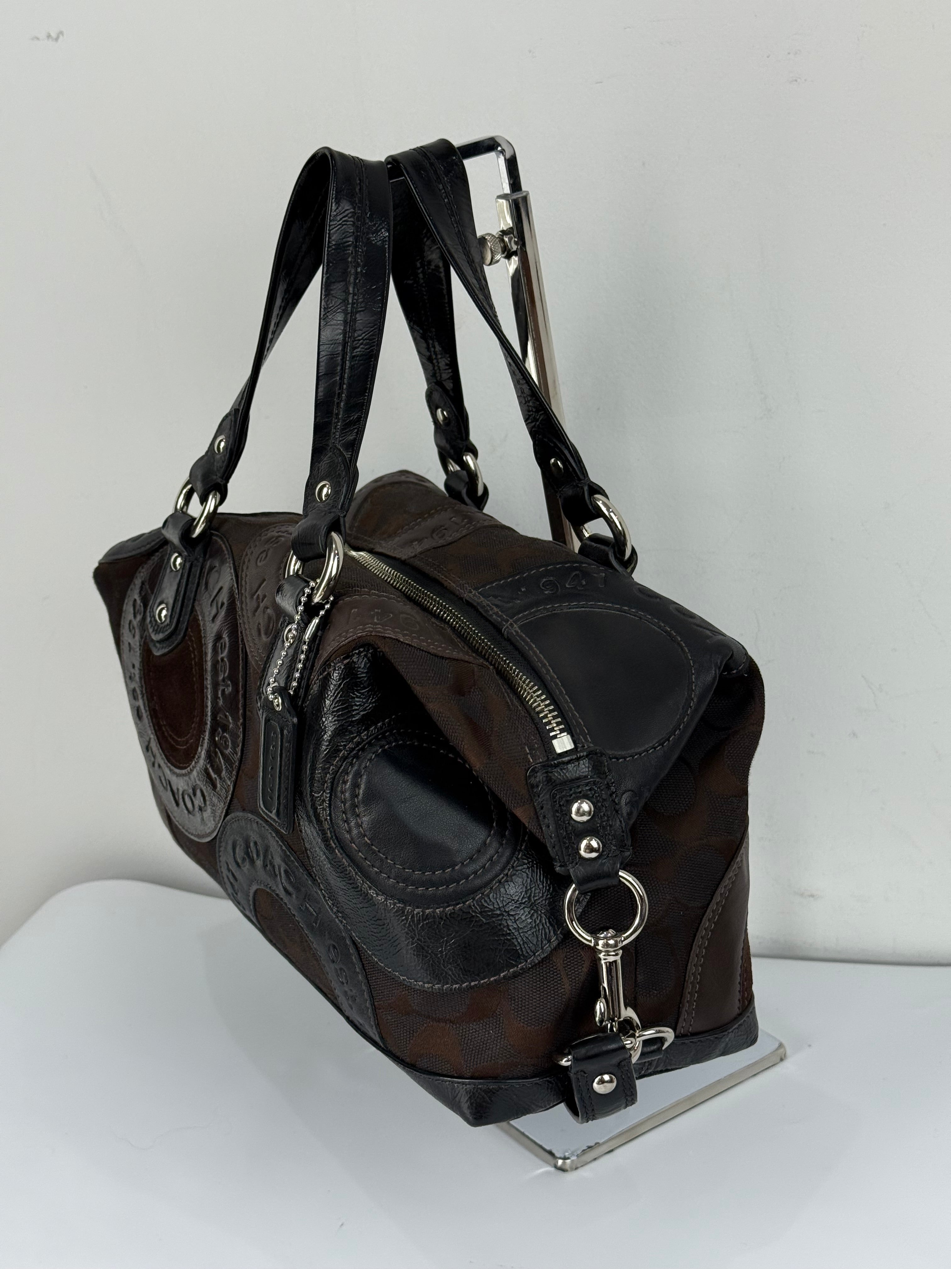 Vintage Coach Ashley Patchwork Satchel Bag Coach Black/Brown Y2K HandBag