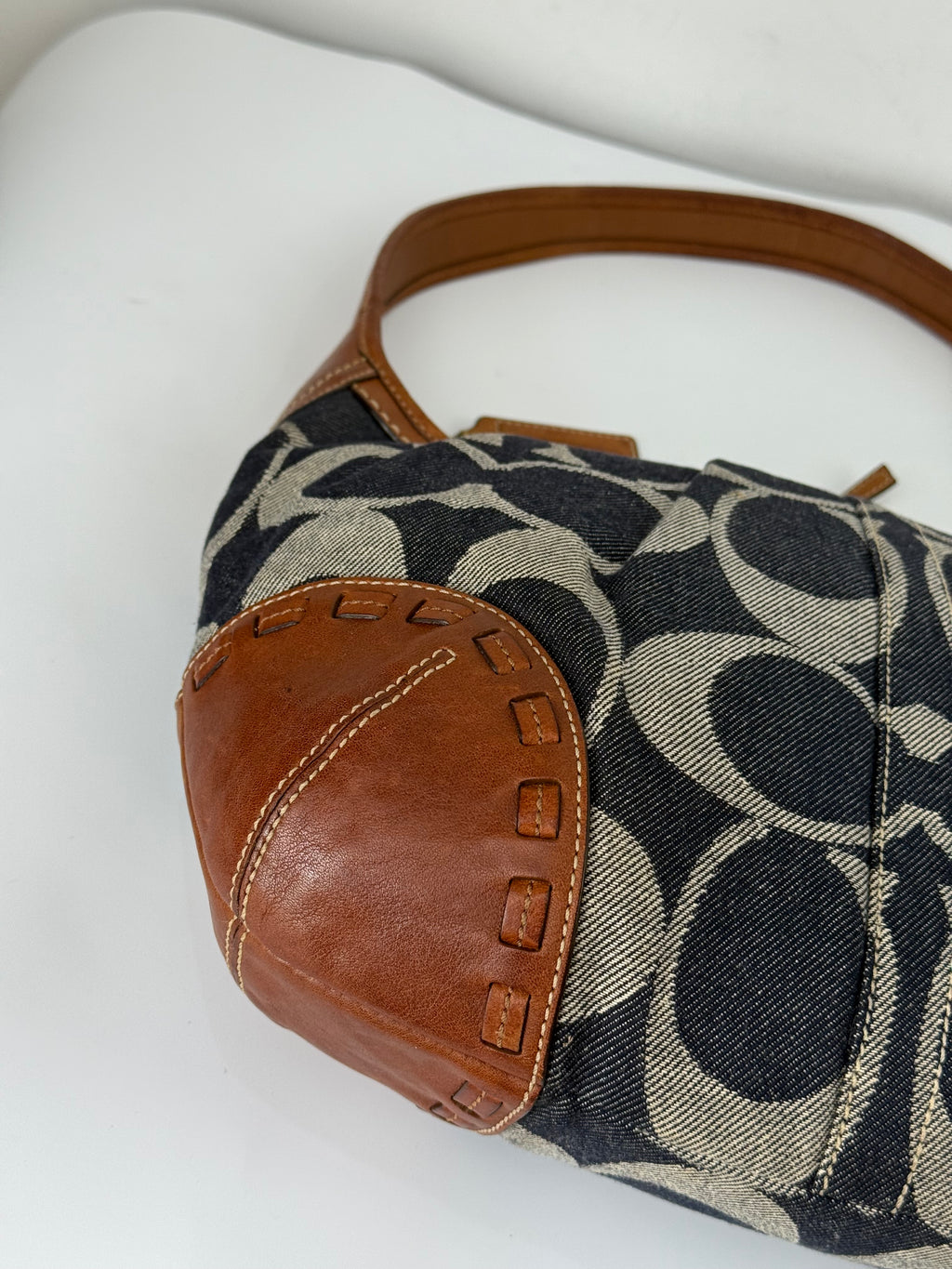 Vintage Coach Denim Ergo Soho Shoulder Bag Coach Blue Signature Handbag 00s Y2K