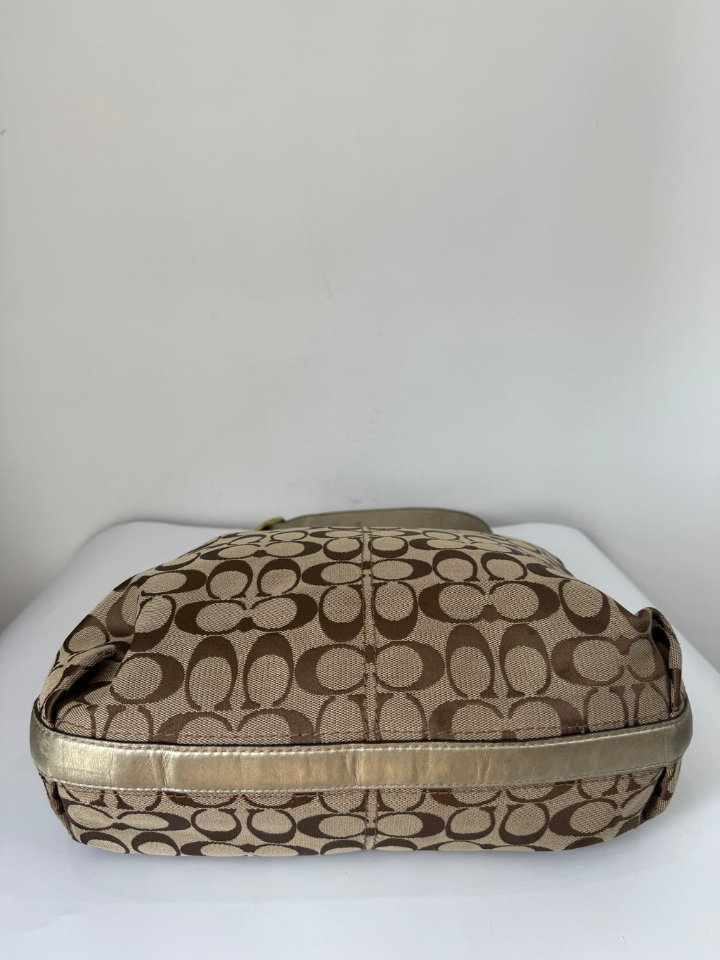 Vintage Coach Signature Hobo Shoulder Bag Brown & Beige Canvas Handbag 00s Y2K