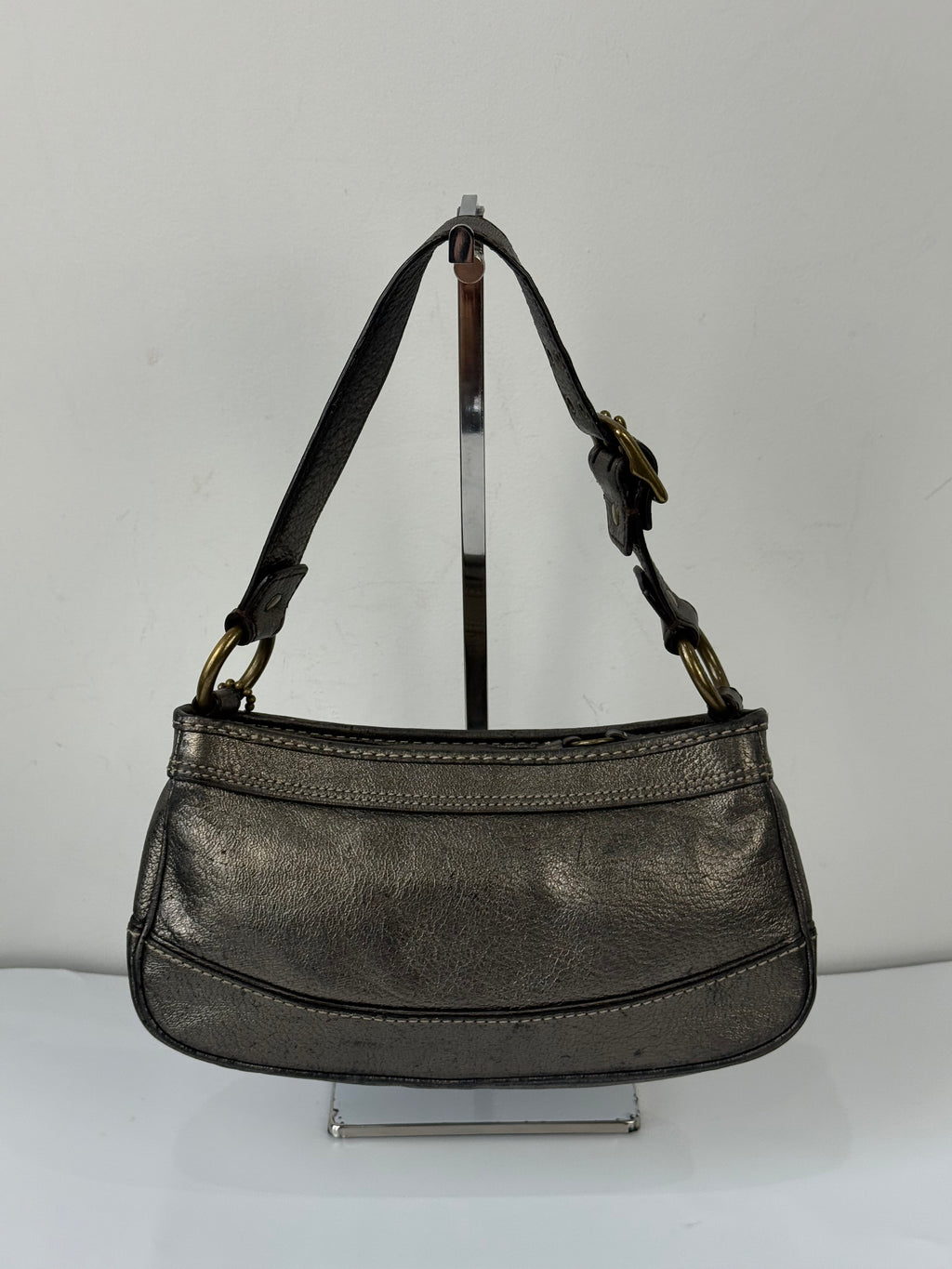 Rare Vintage Coach Mandy 65th Anniversary Legacy Bag Sliver Metallic Leather Shoulder Bag 00s Y2K