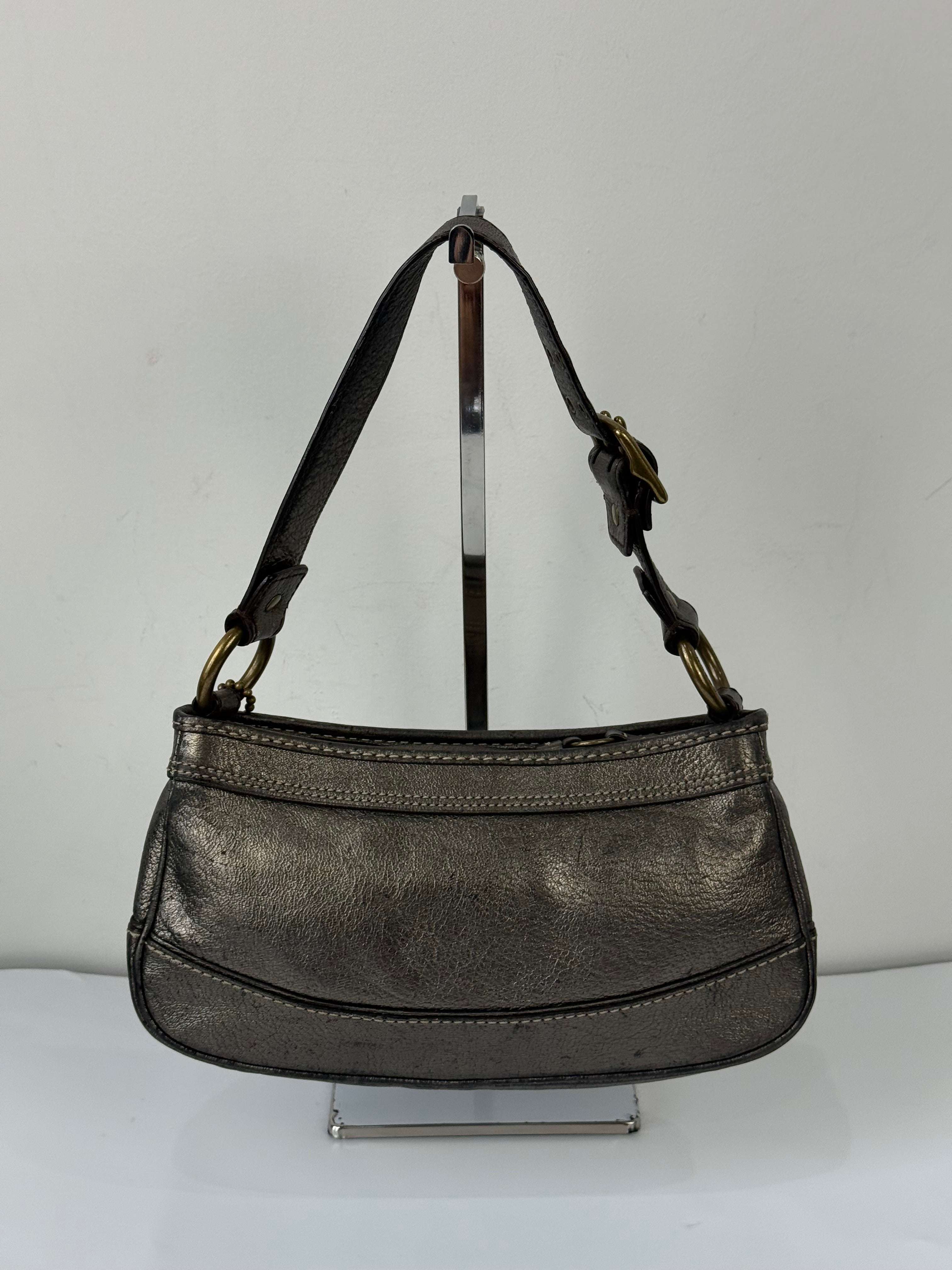 Rare Vintage Coach Mandy 65th Anniversary Legacy Bag Sliver Metallic Leather Shoulder Bag 00s Y2K